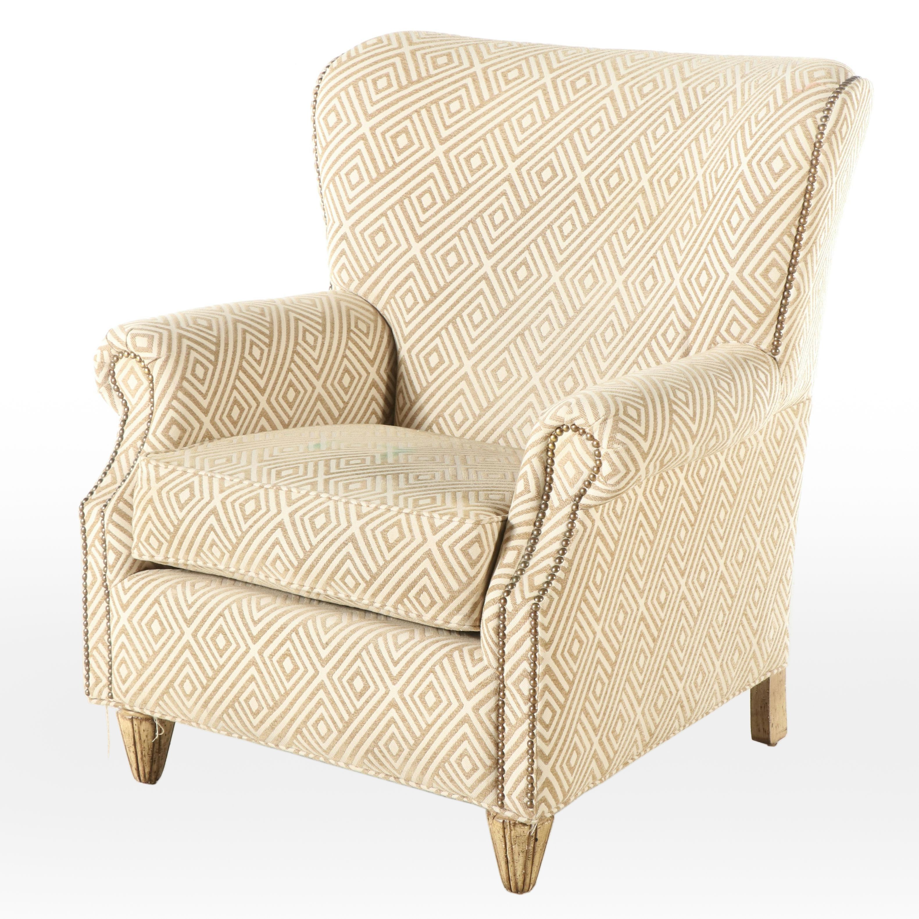 Fairfield Chair Company Custom-Upholstered Demi-Wing Armchair with Nailheads