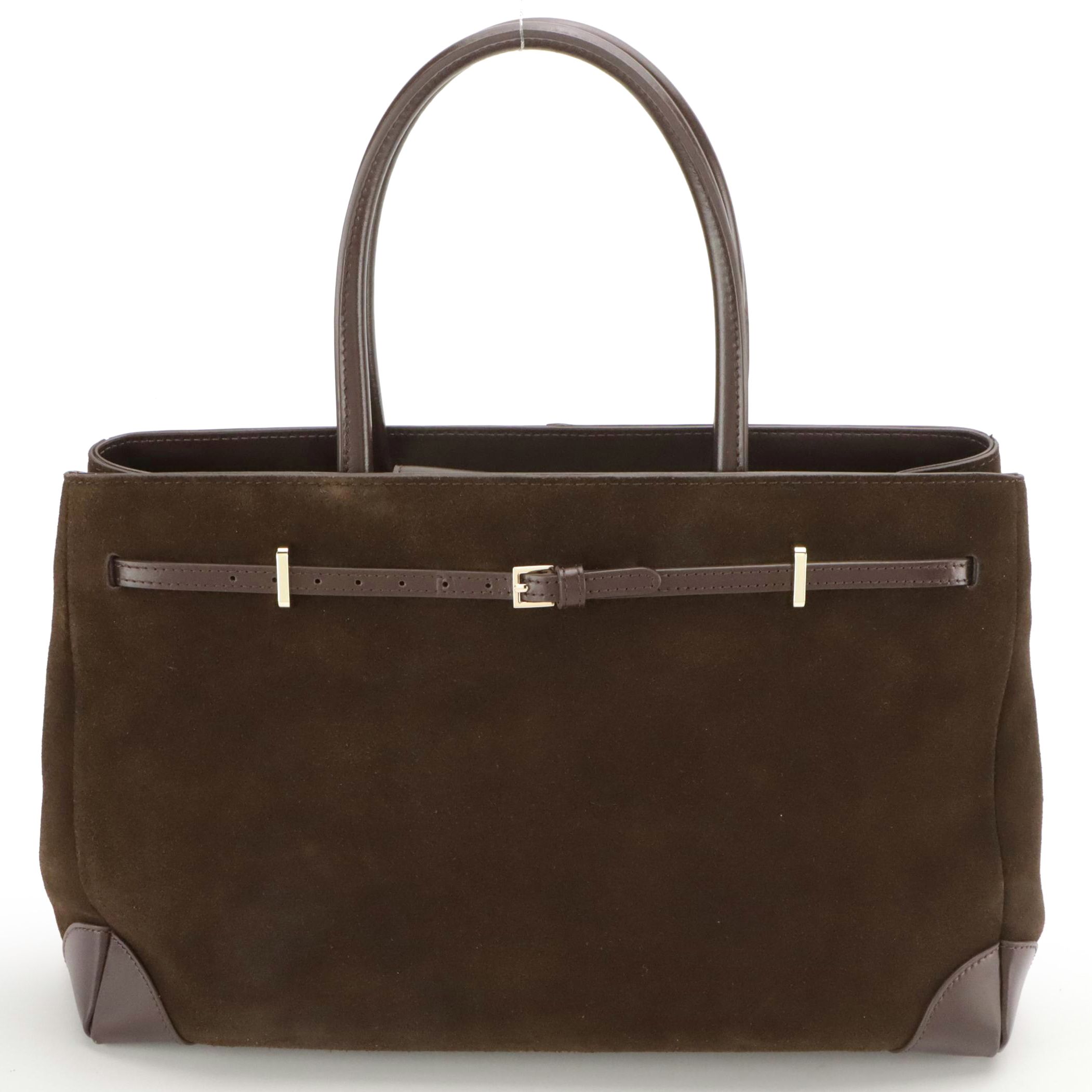 Verafied Book Tote Bag 33 in Espresso Suede and Leather