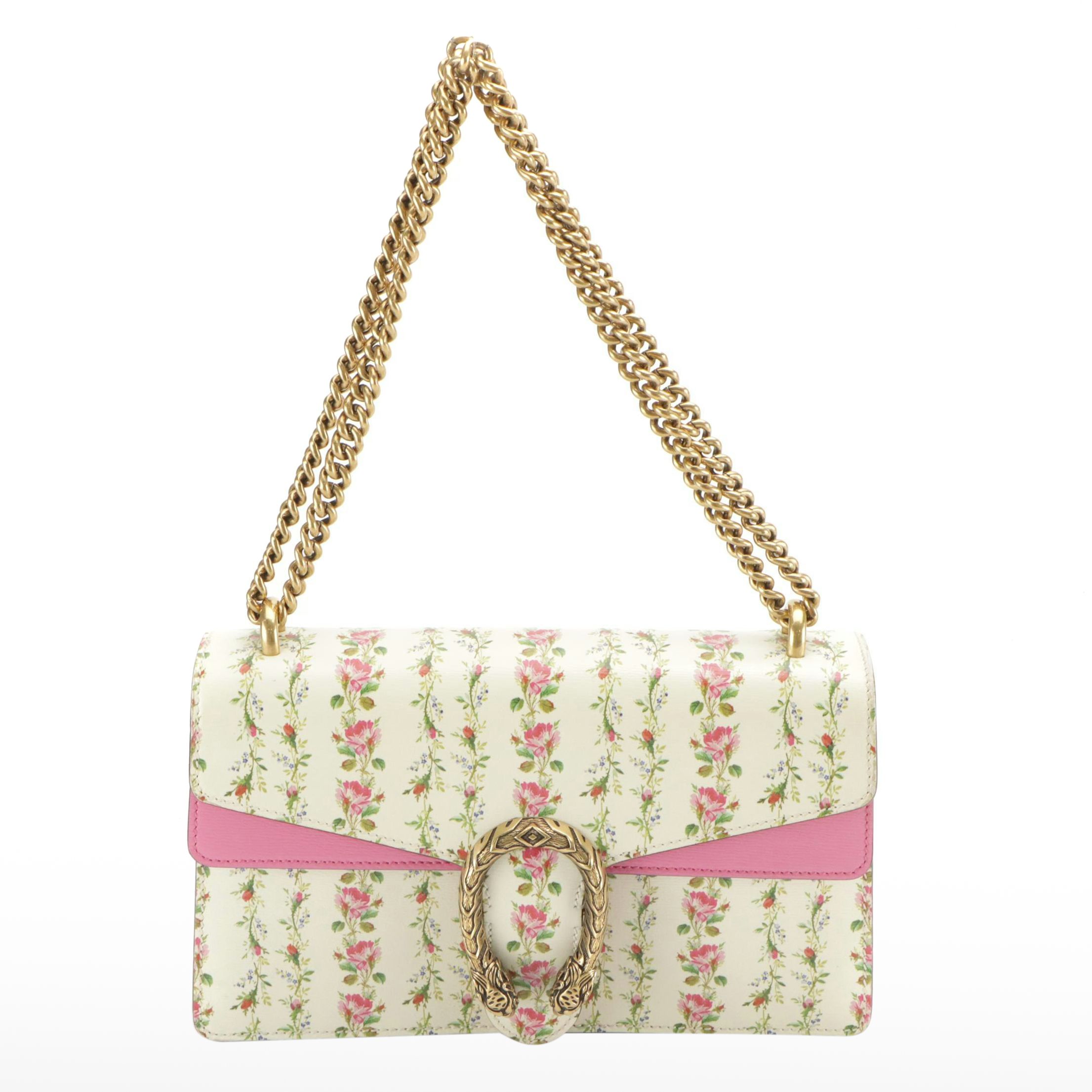 Gucci Limited Edition Dionysus Crossbody Bag in Floral Print and Pink Leather