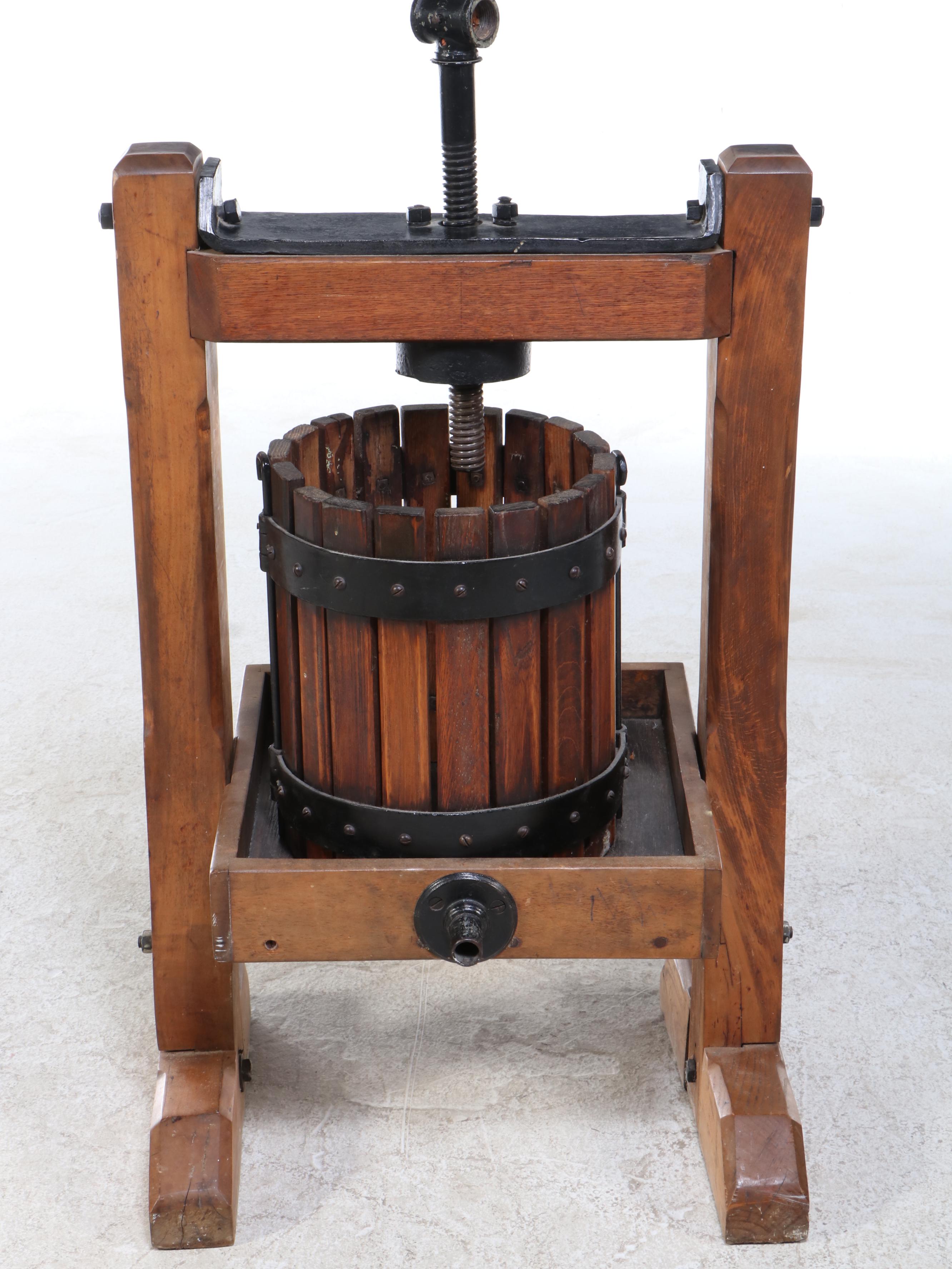 Wood and Metal Fruit Press, Early 20th to Mid-20th Century