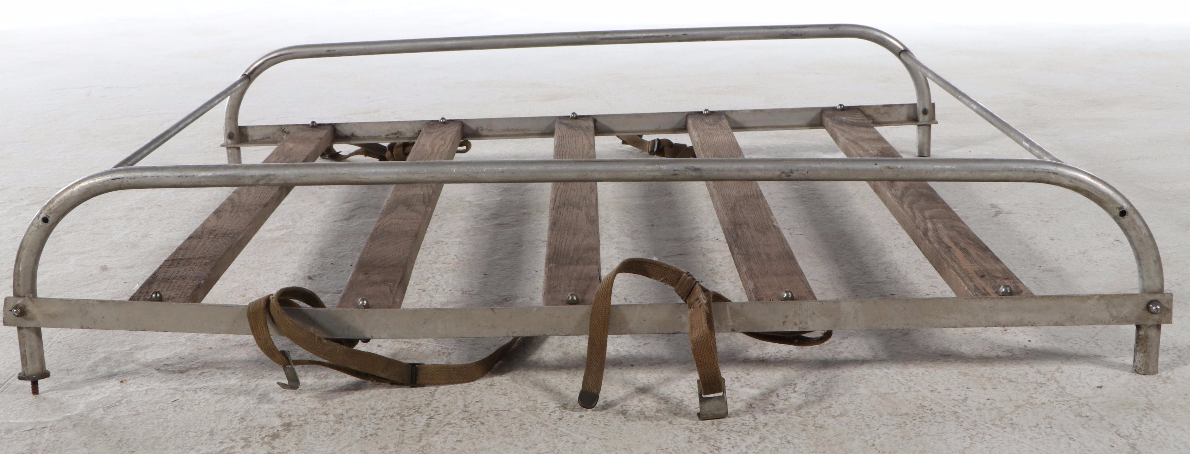 Vintage Wooden Slat and Metal Pipe Roof Rack