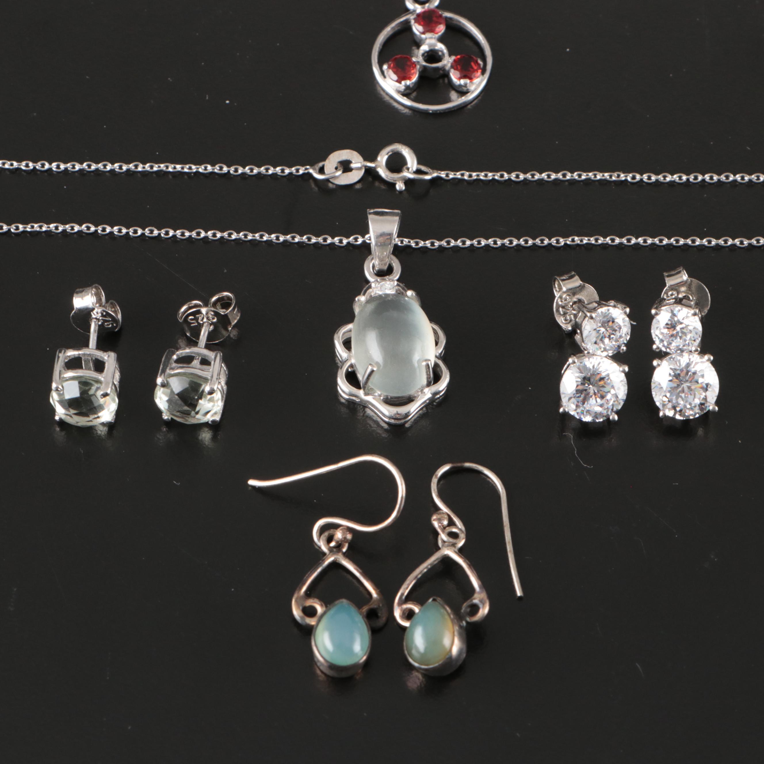 14 Assorted Sterling Silver Rings, Necklaces, Earrings, and Pendants