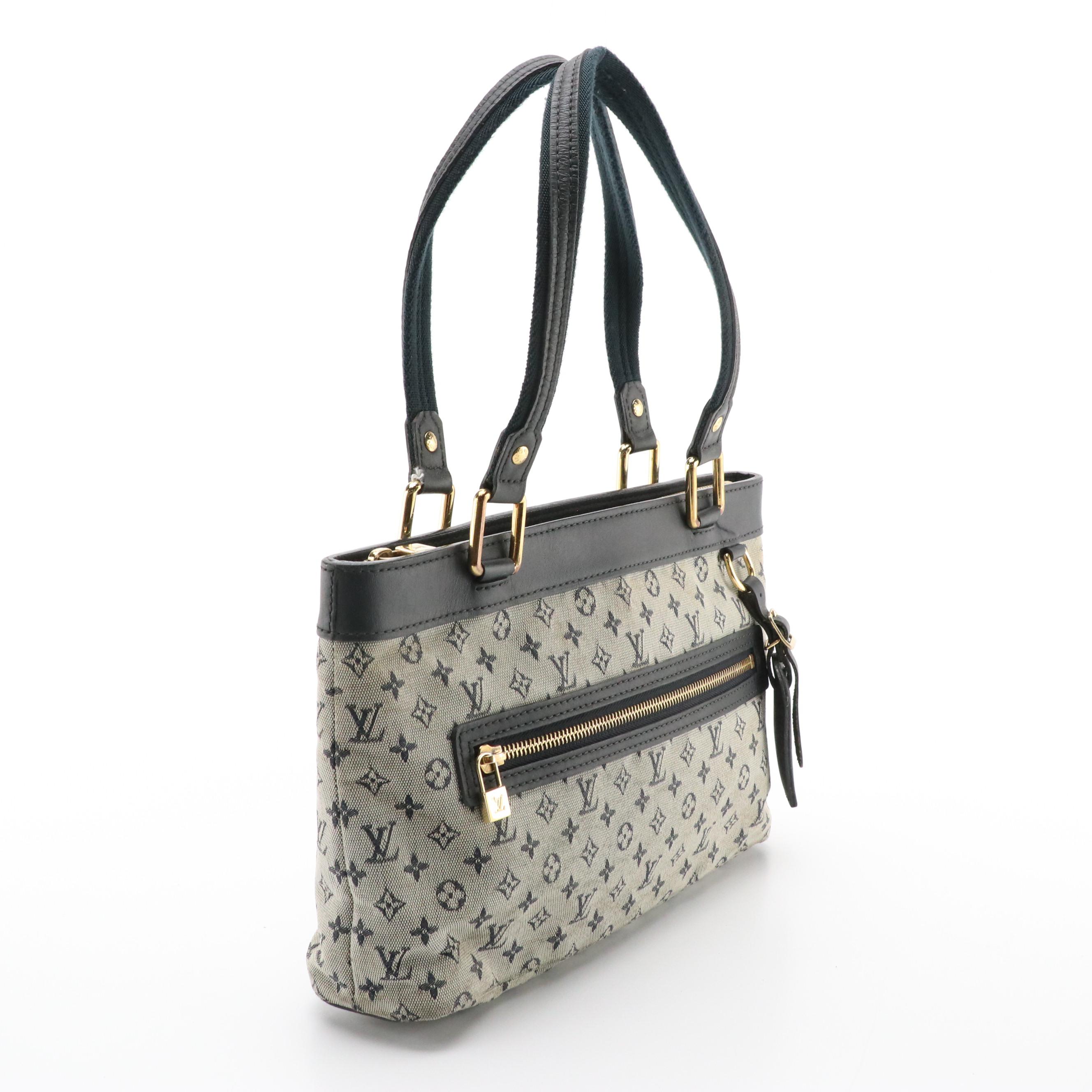 Louis Vuitton Lucille PM in Navy Monogram Mini Lin Canvas with Leather Trim