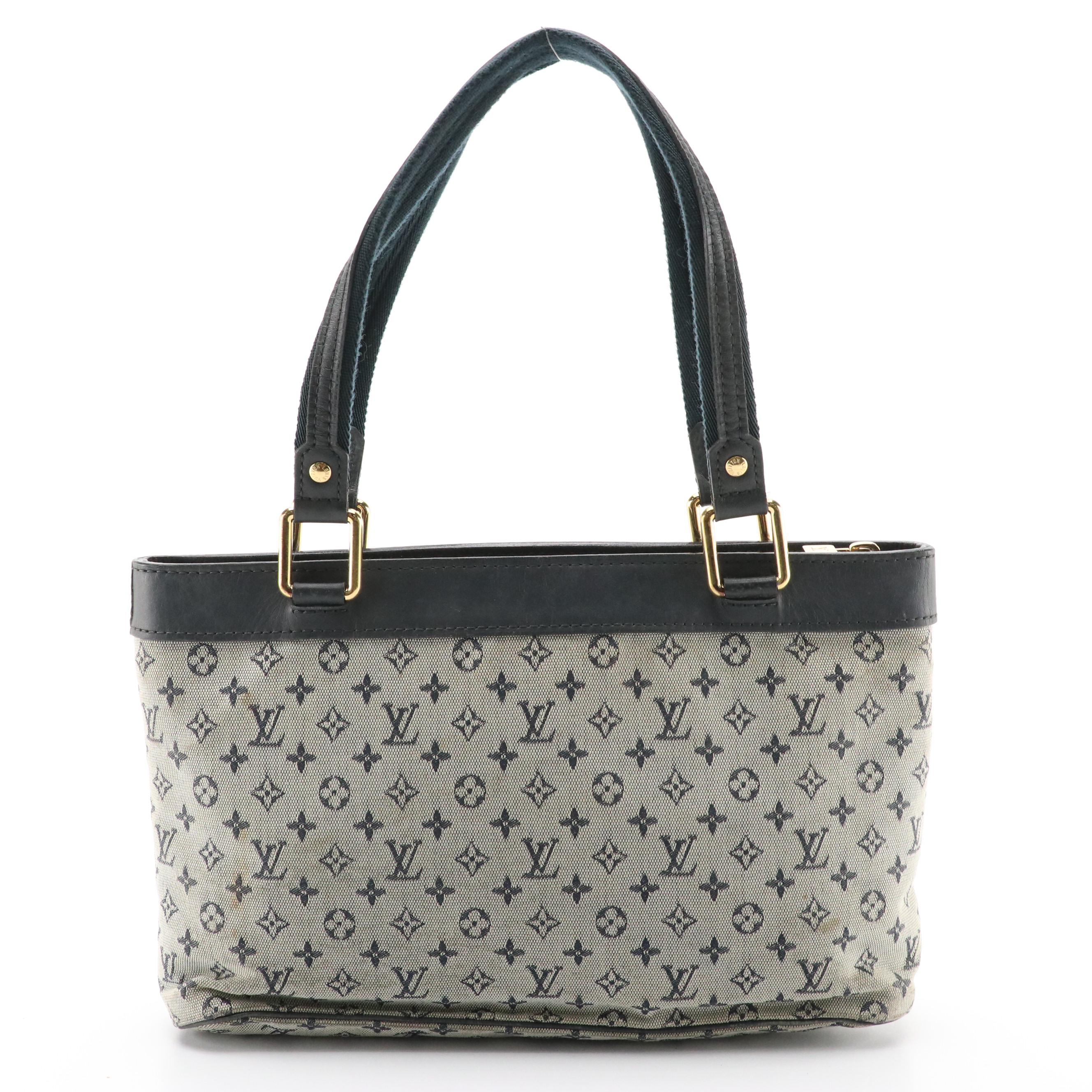 Louis Vuitton Lucille PM in Navy Monogram Mini Lin Canvas with Leather Trim