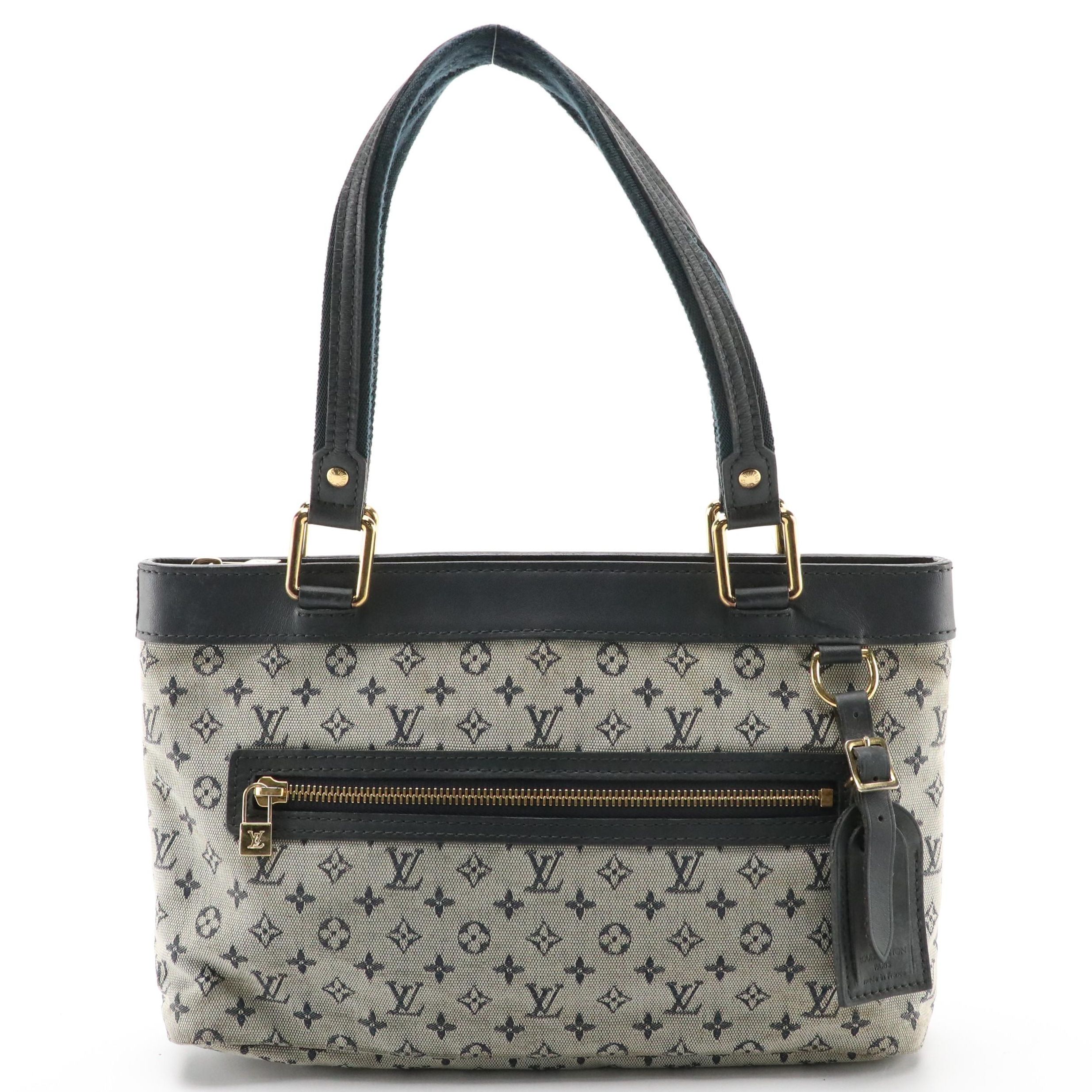 Louis Vuitton Lucille PM in Navy Monogram Mini Lin Canvas with Leather Trim