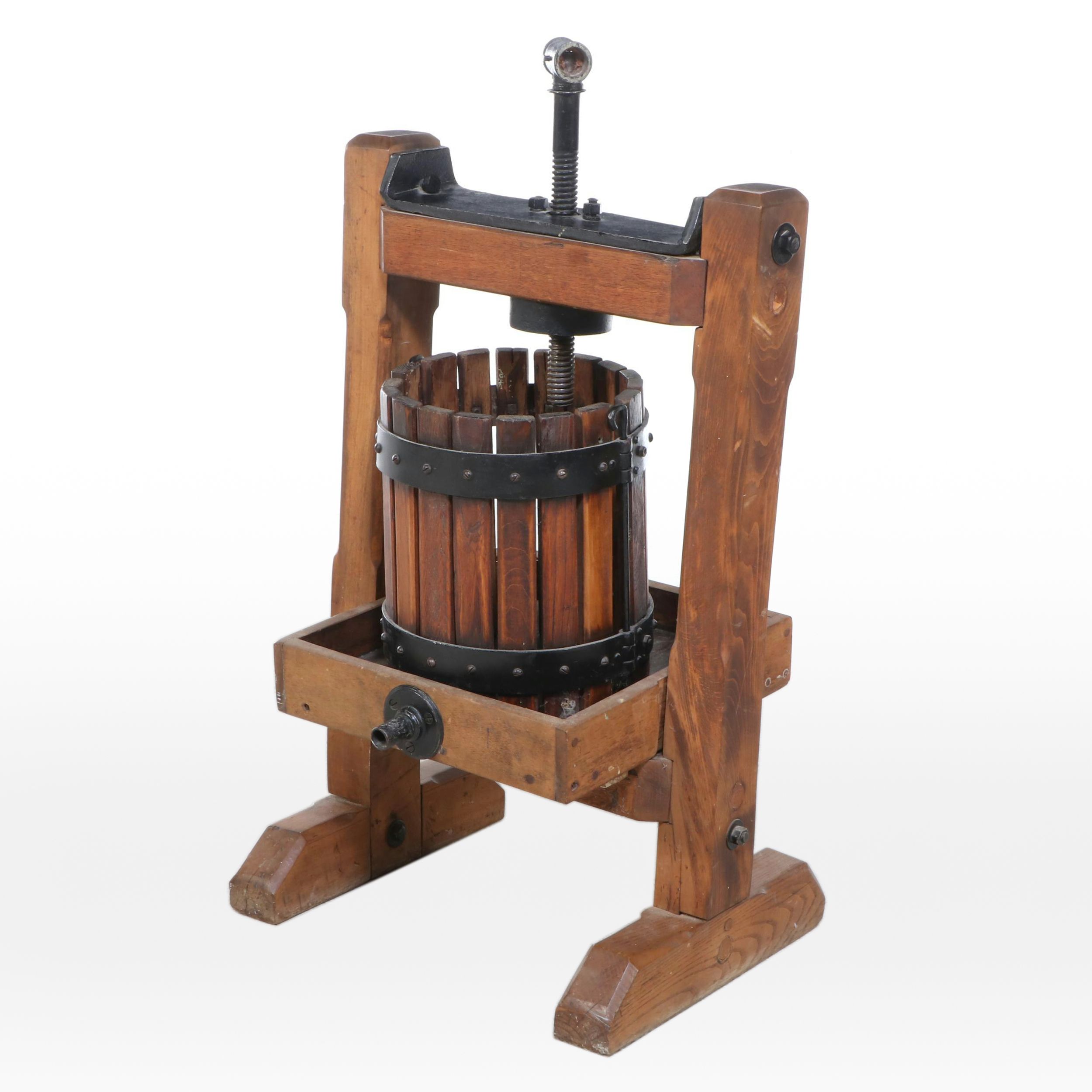 Wood and Metal Fruit Press, Early 20th to Mid-20th Century