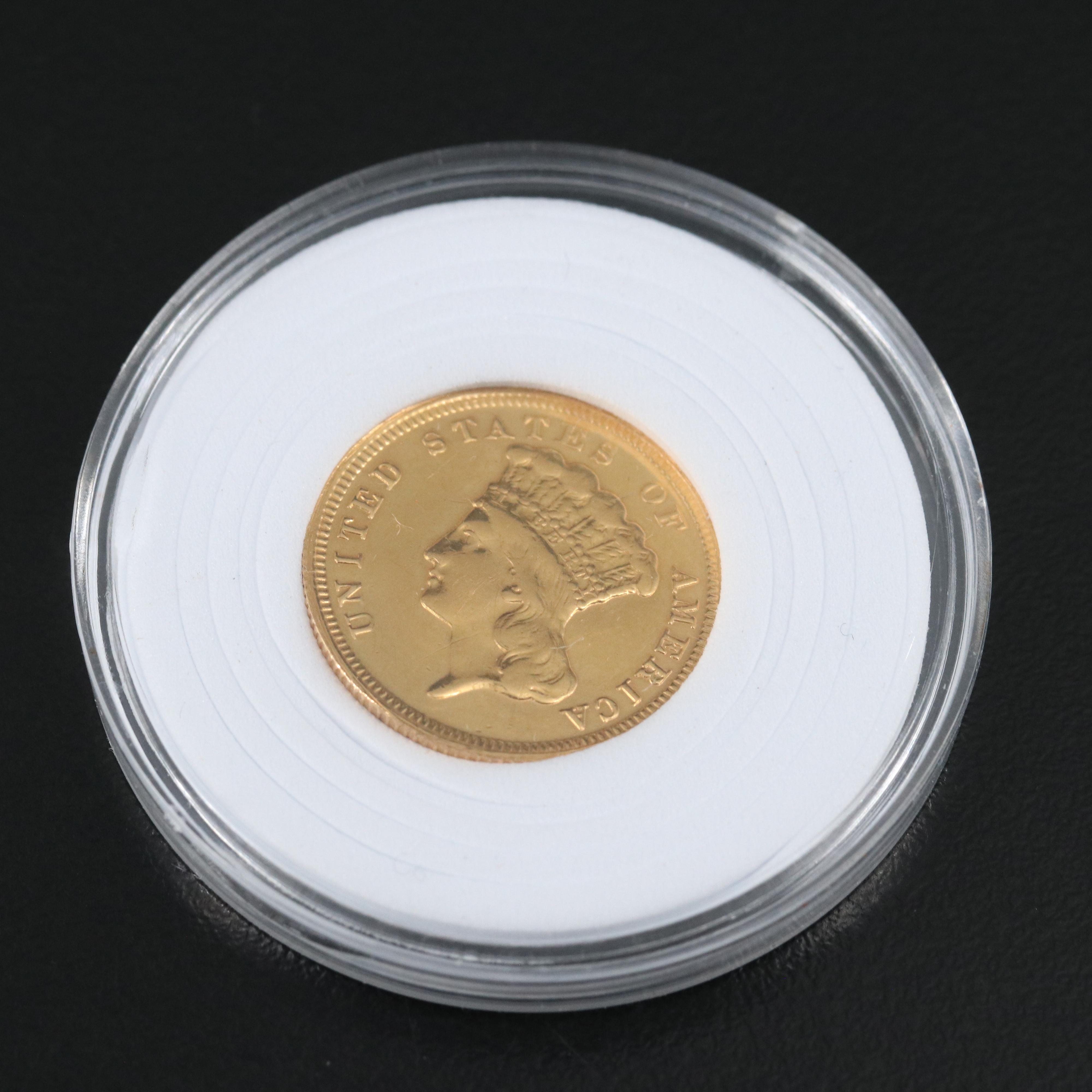 1882 U.S. Three Dollar Gold Coin Out of Jewelry