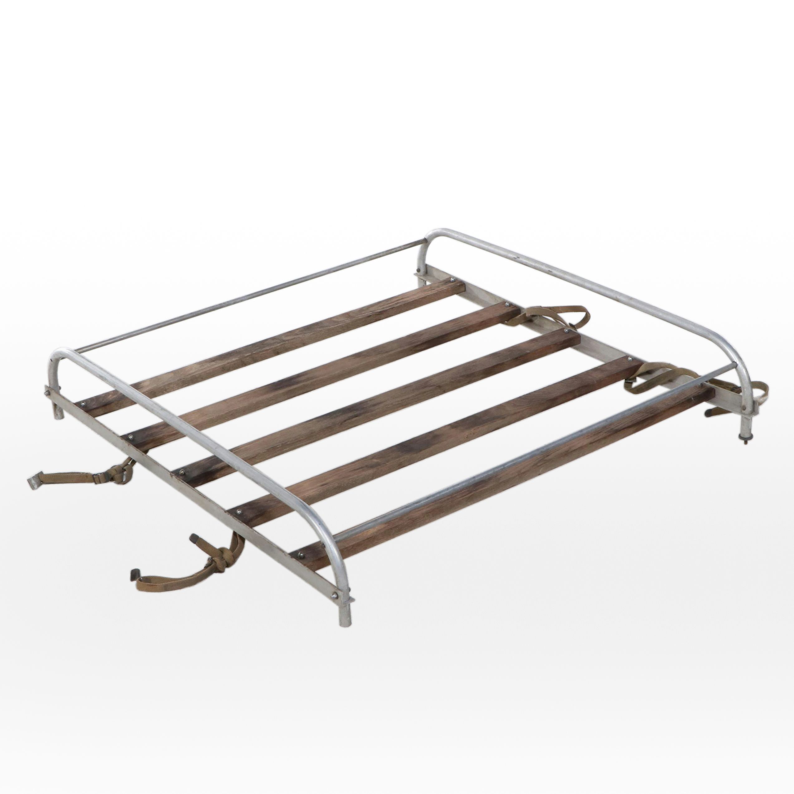 Vintage Wooden Slat and Metal Pipe Roof Rack