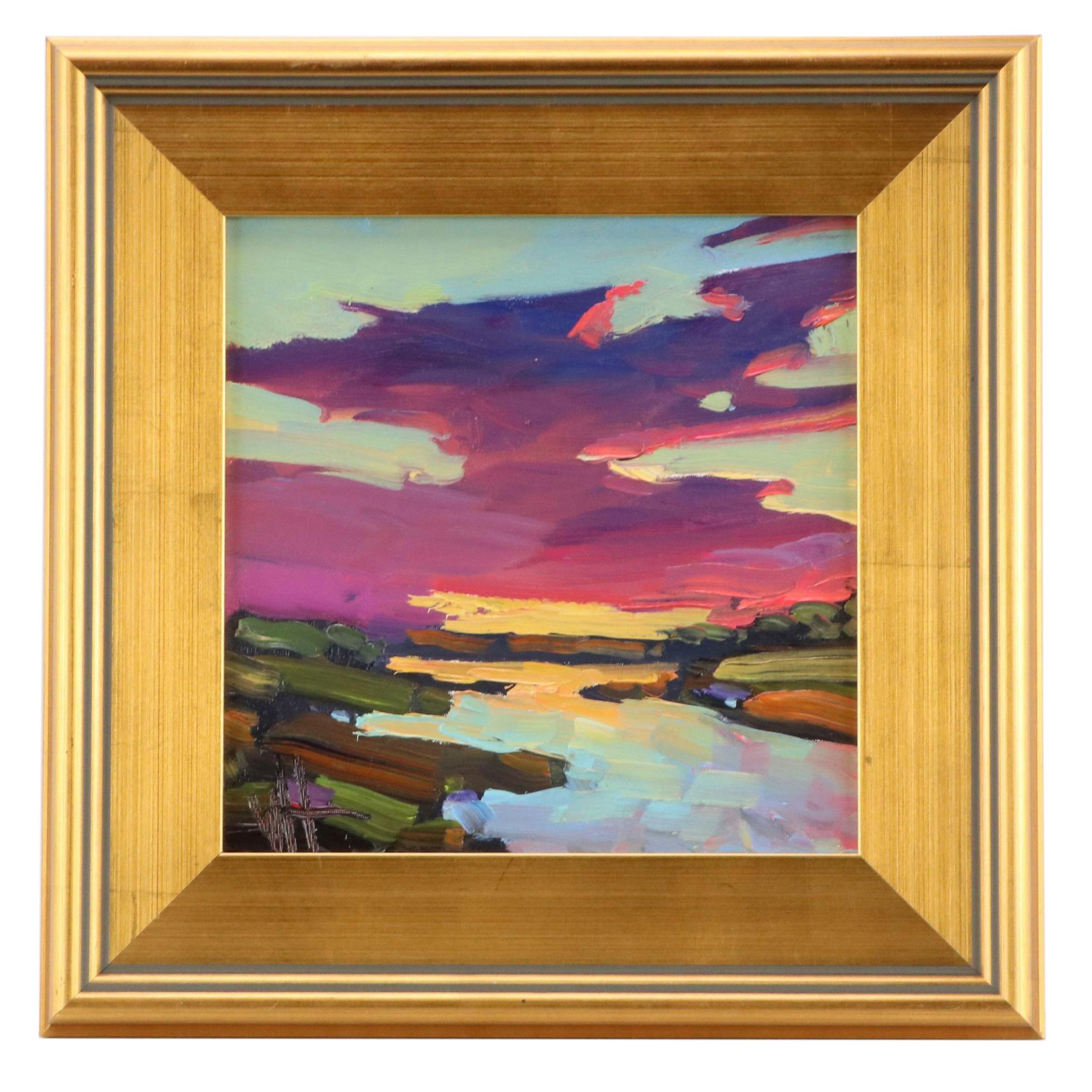 William Hawkins Sunset Landscape Oil Painting, 21st Century