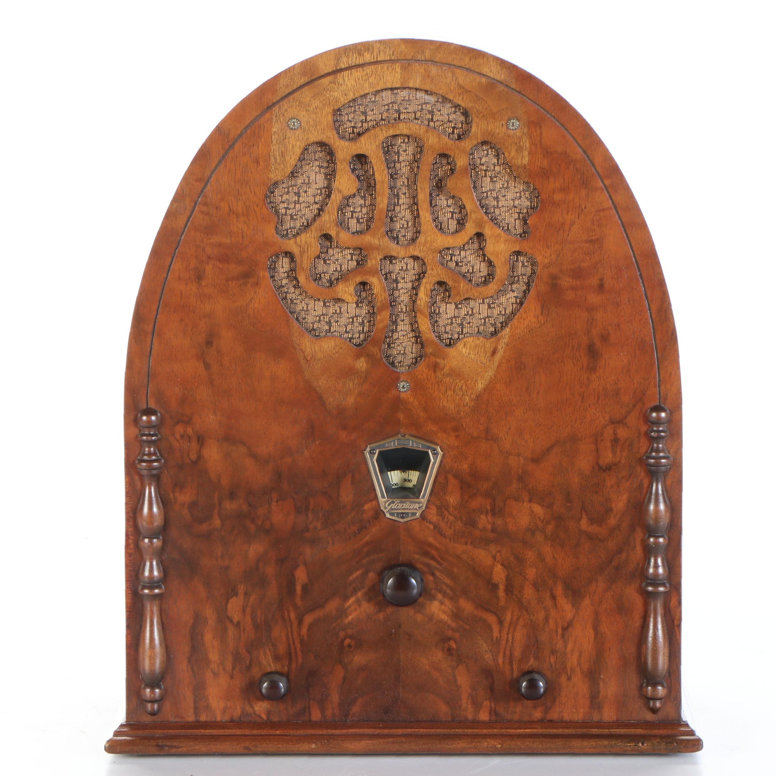 Art Deco Gloritone Cathedral Style Wood Veneer Radio, Early 20th Century