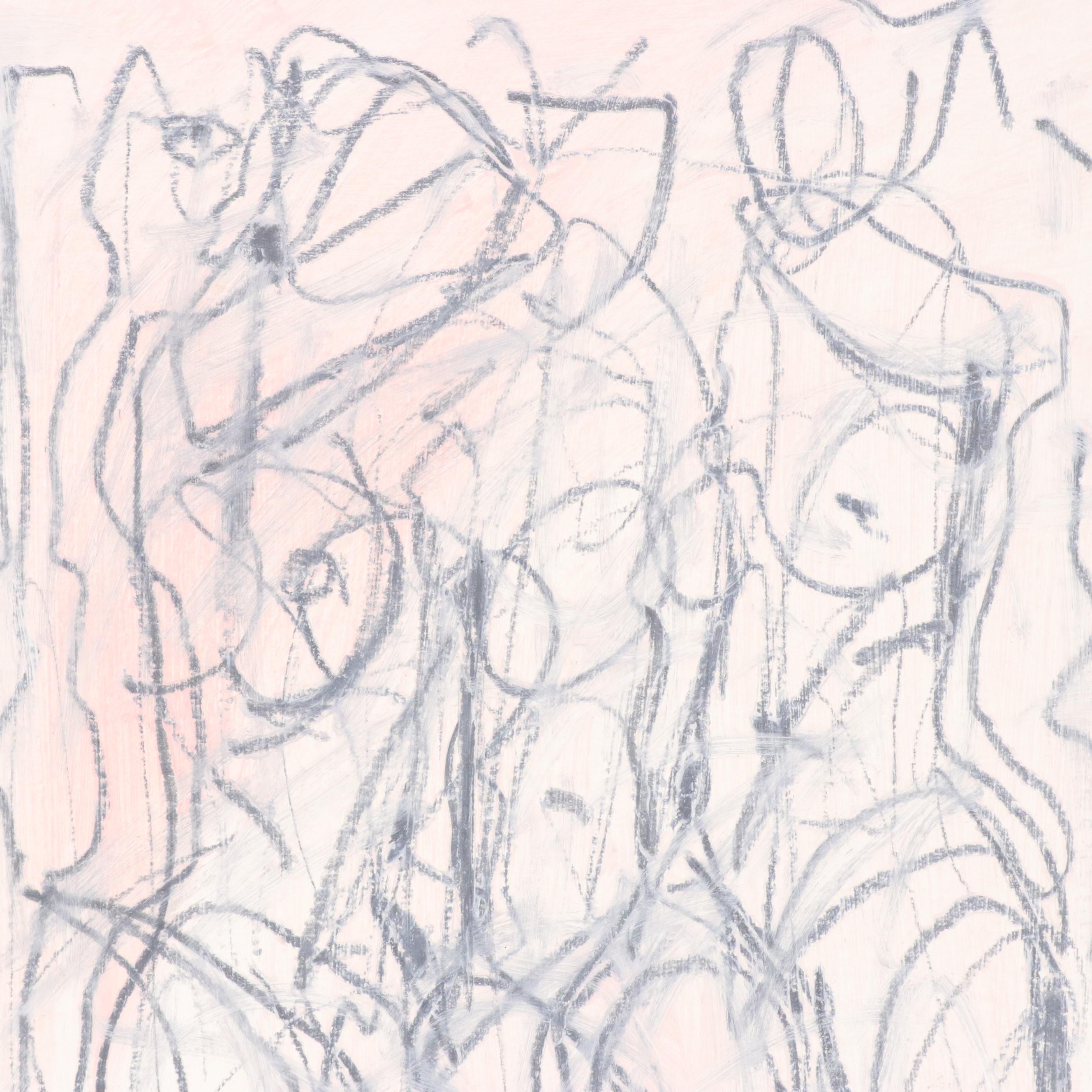 Jack Meanwell Expressionist Figure Drawing of Standing Nudes, 1993