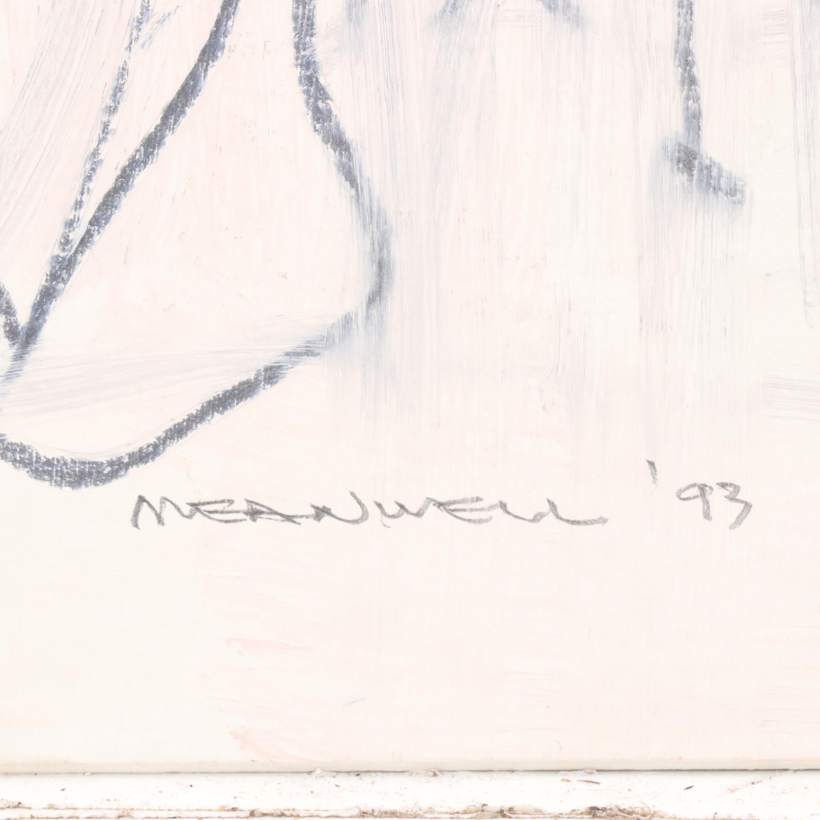 Jack Meanwell Expressionist Figure Drawing of Standing Nudes, 1993