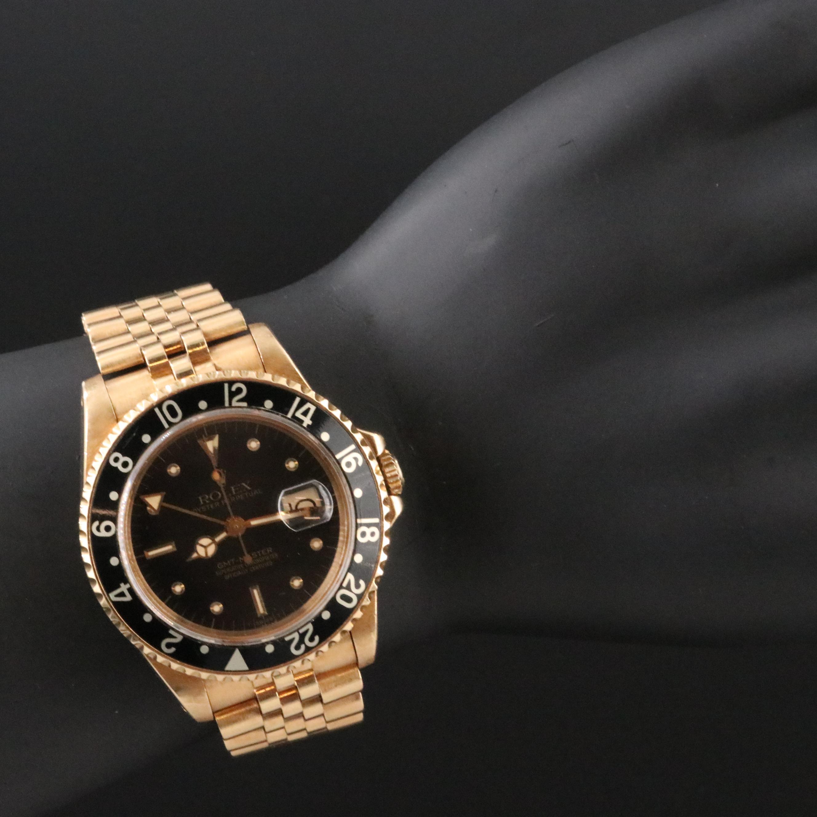 1982 Rolex GMT Master Nipple Dial 18K Watch