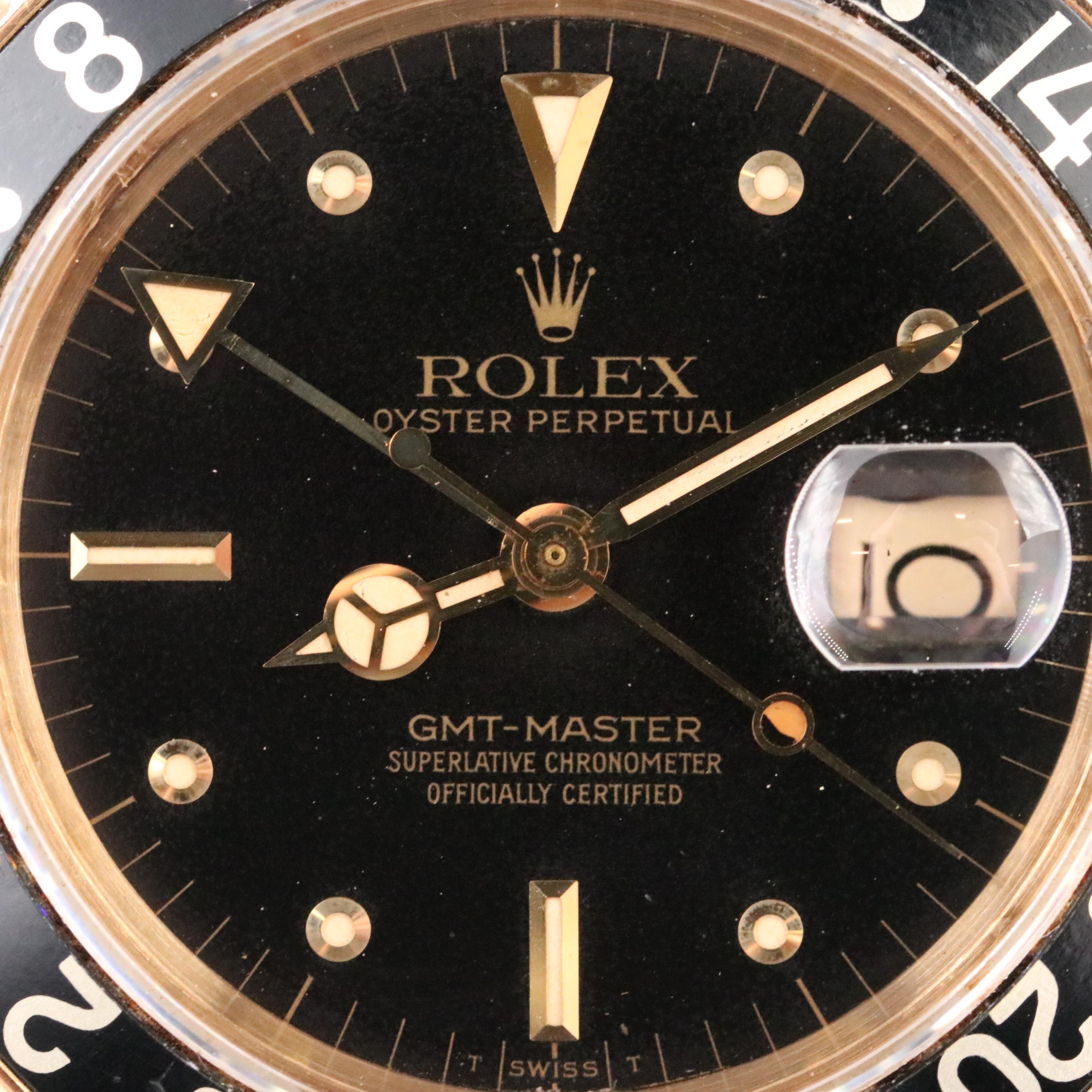 1982 Rolex GMT Master Nipple Dial 18K Watch