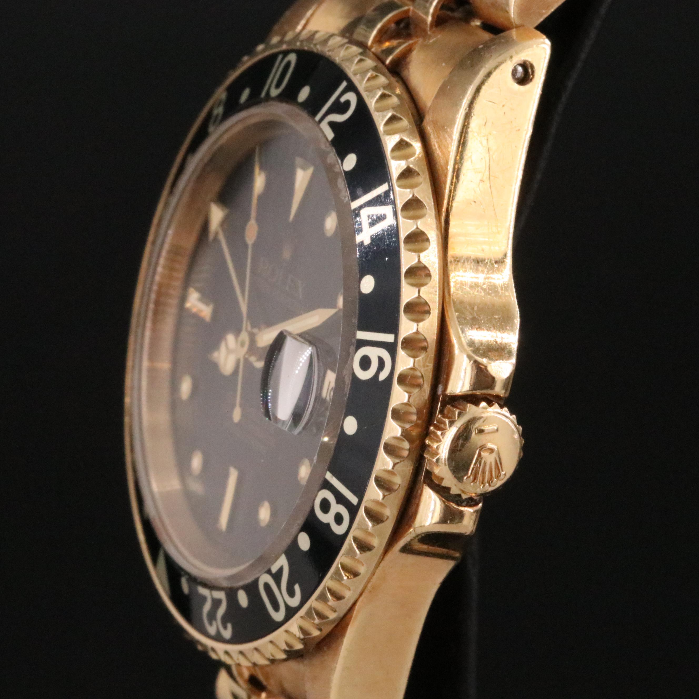 1982 Rolex GMT Master Nipple Dial 18K Watch