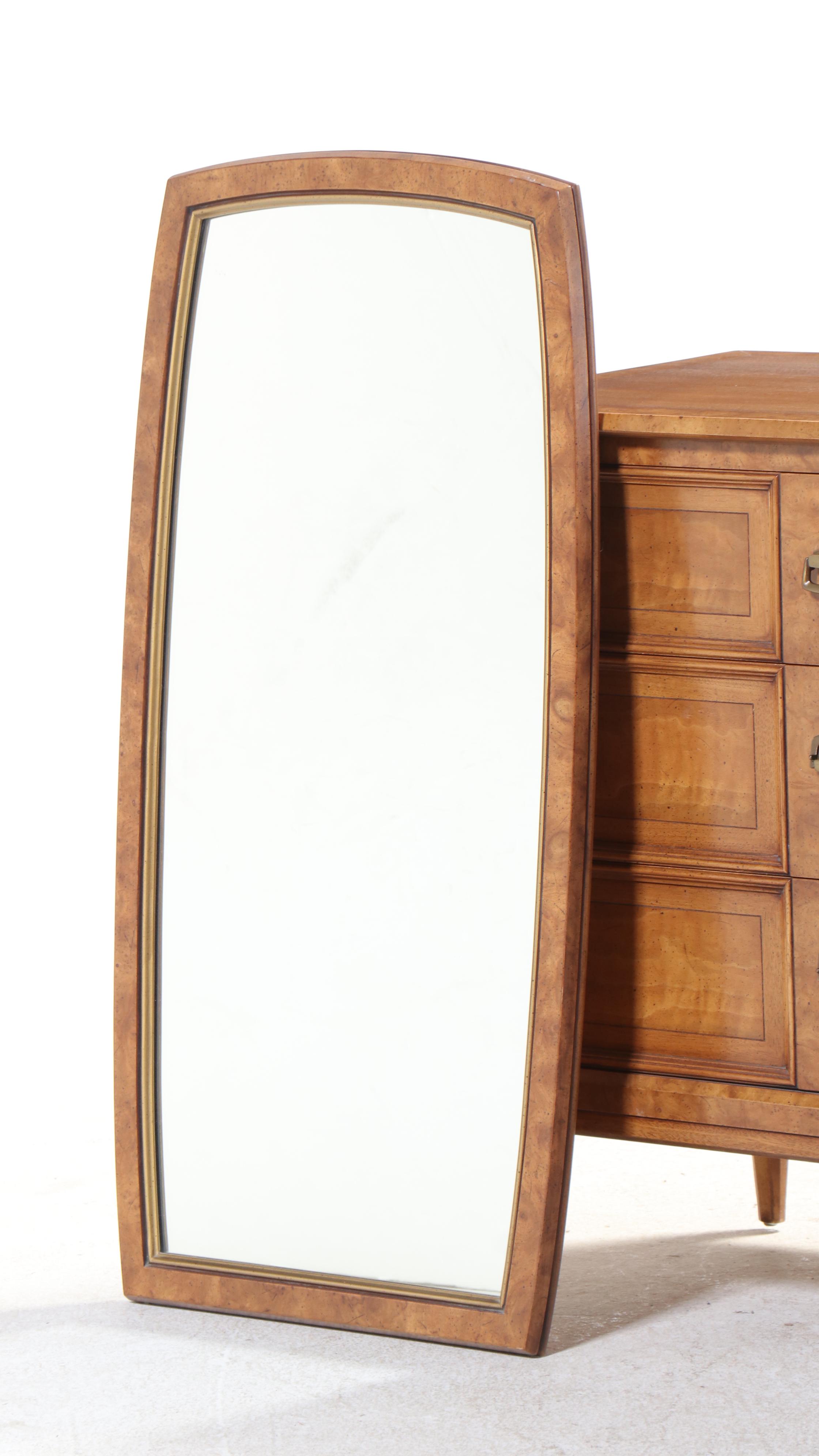 Henredon "Sequent" Burl Wood Dresser with Mirror, Mid-20th Century