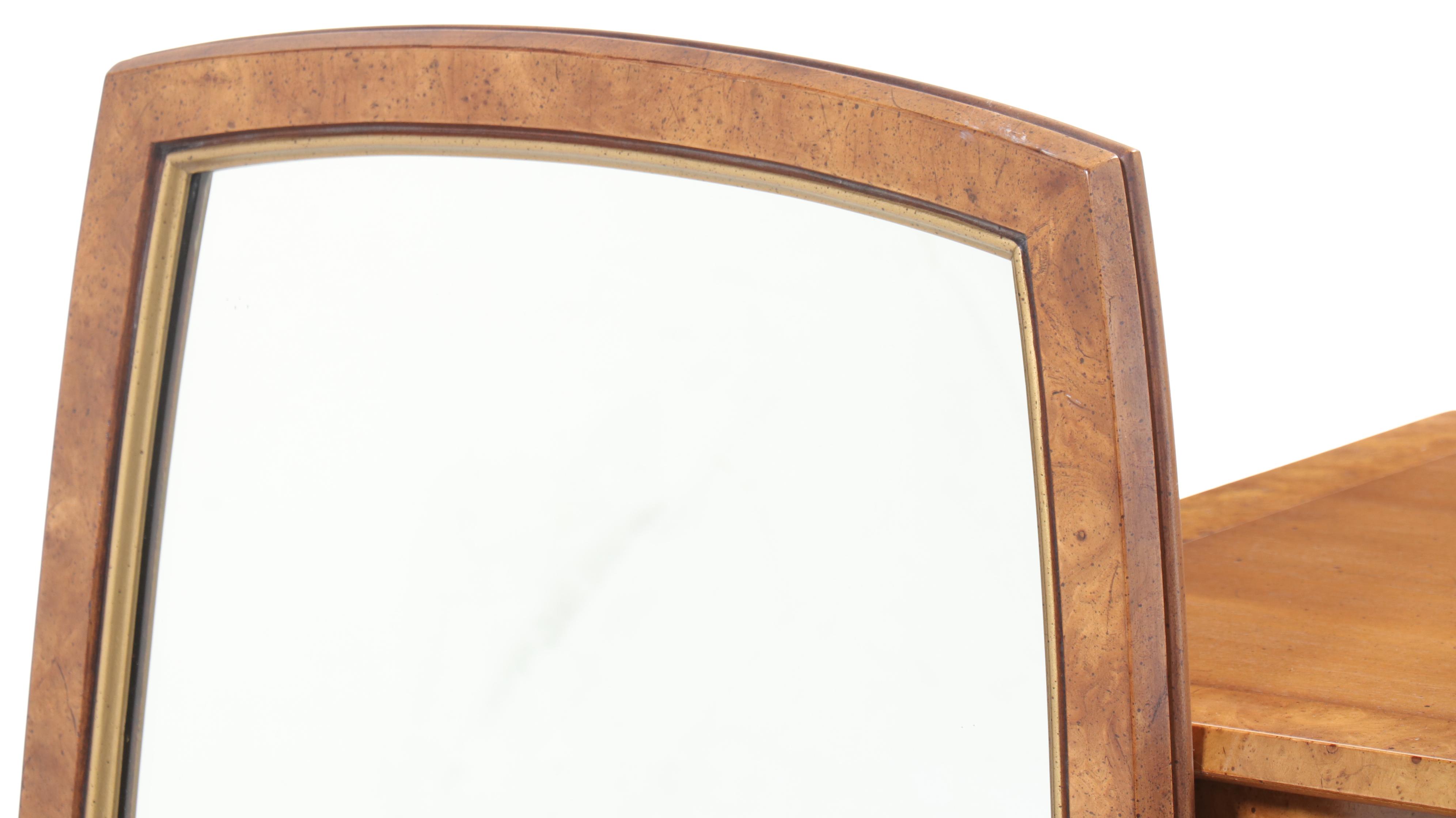 Henredon "Sequent" Burl Wood Dresser with Mirror, Mid-20th Century