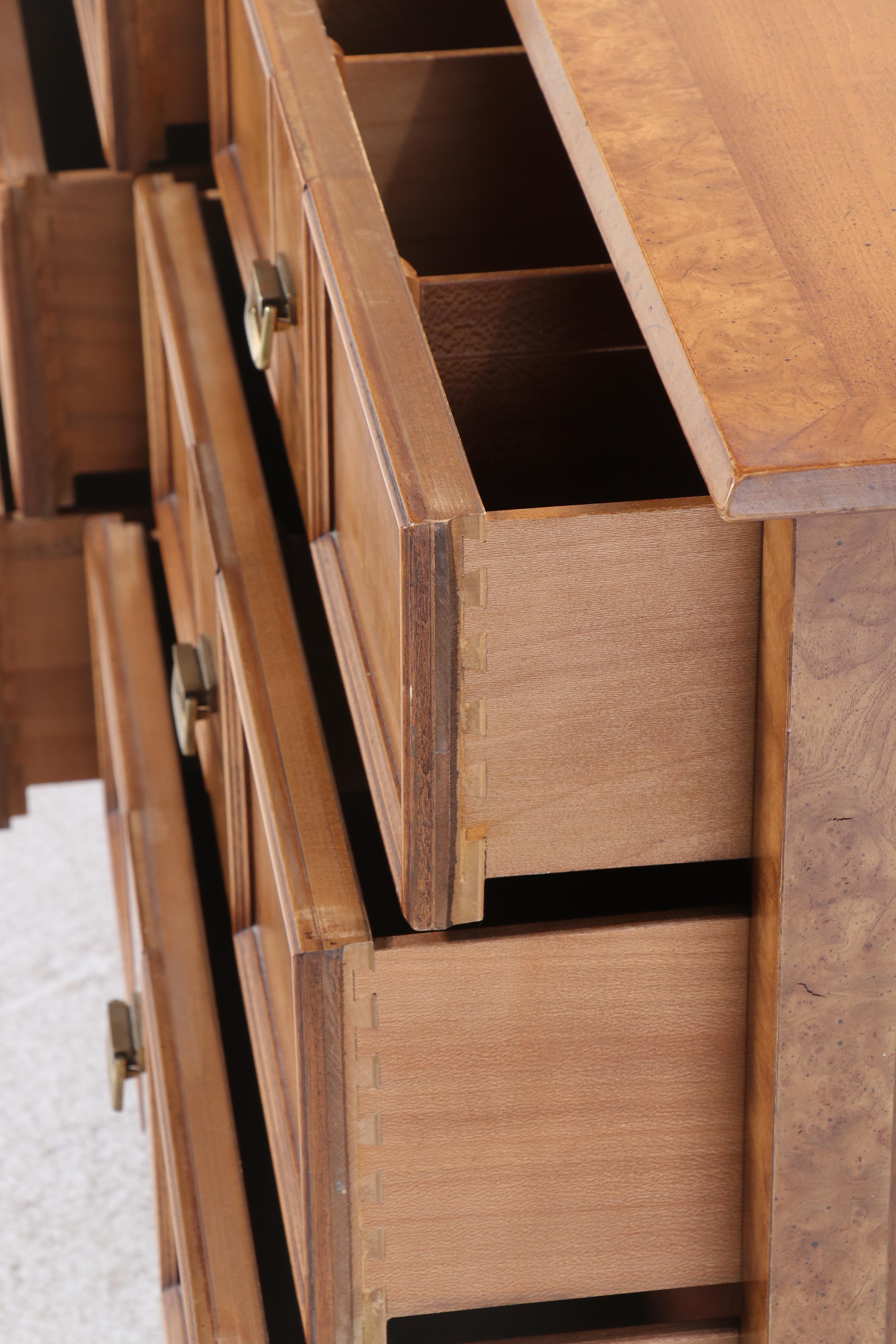 Henredon "Sequent" Burl Wood Dresser with Mirror, Mid-20th Century
