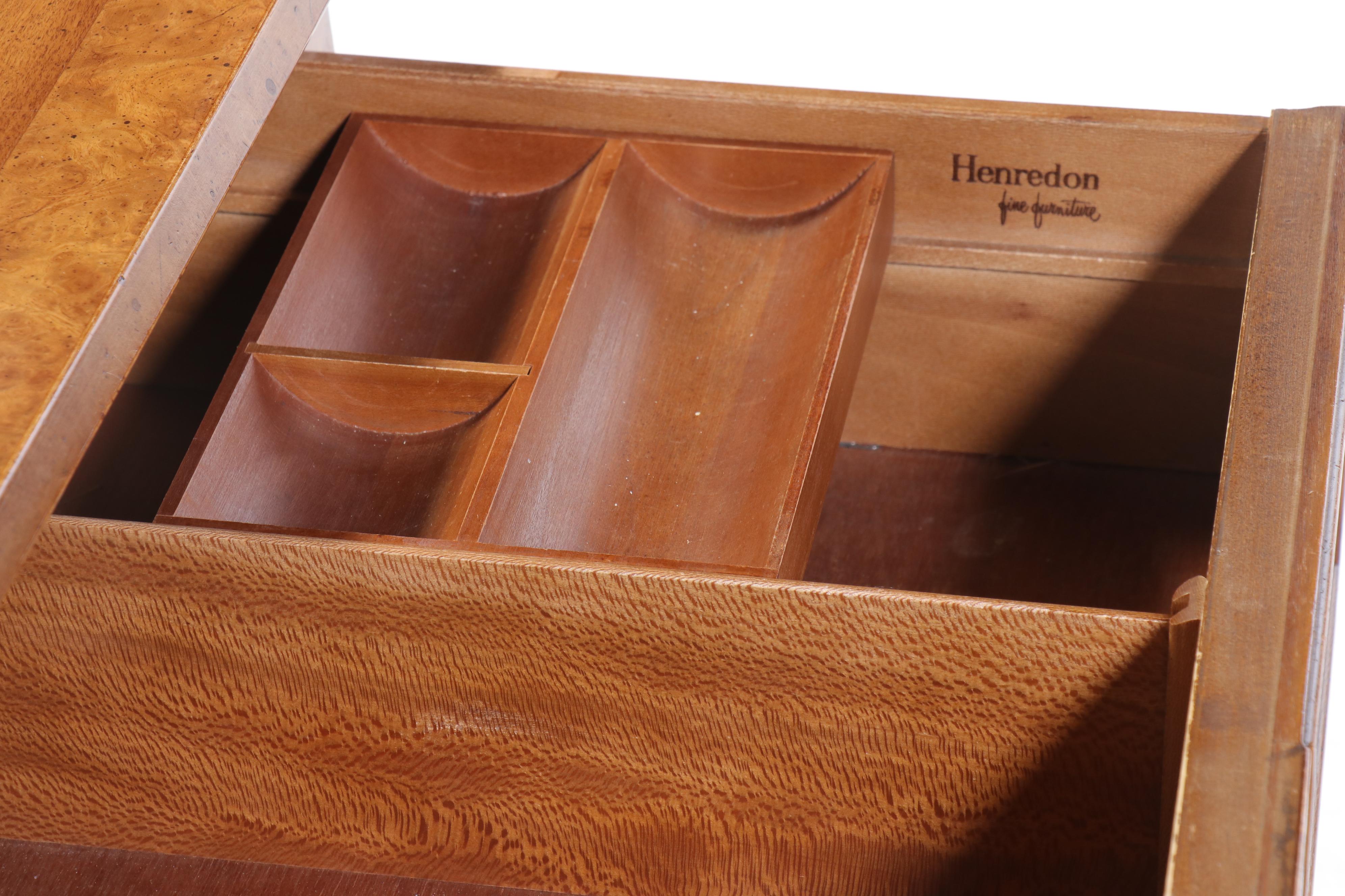 Henredon "Sequent" Burl Wood Dresser with Mirror, Mid-20th Century