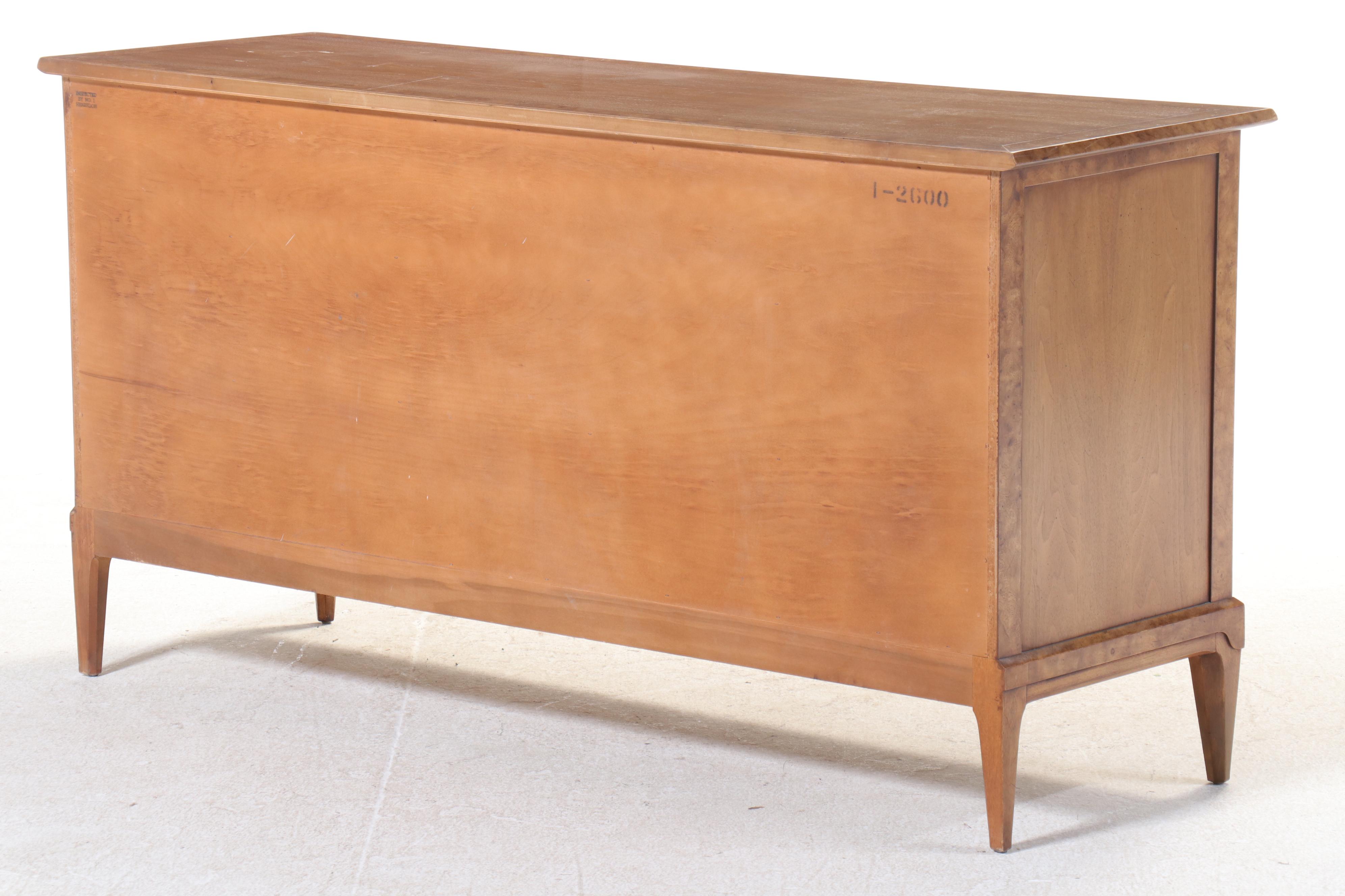 Henredon "Sequent" Burl Wood Dresser with Mirror, Mid-20th Century