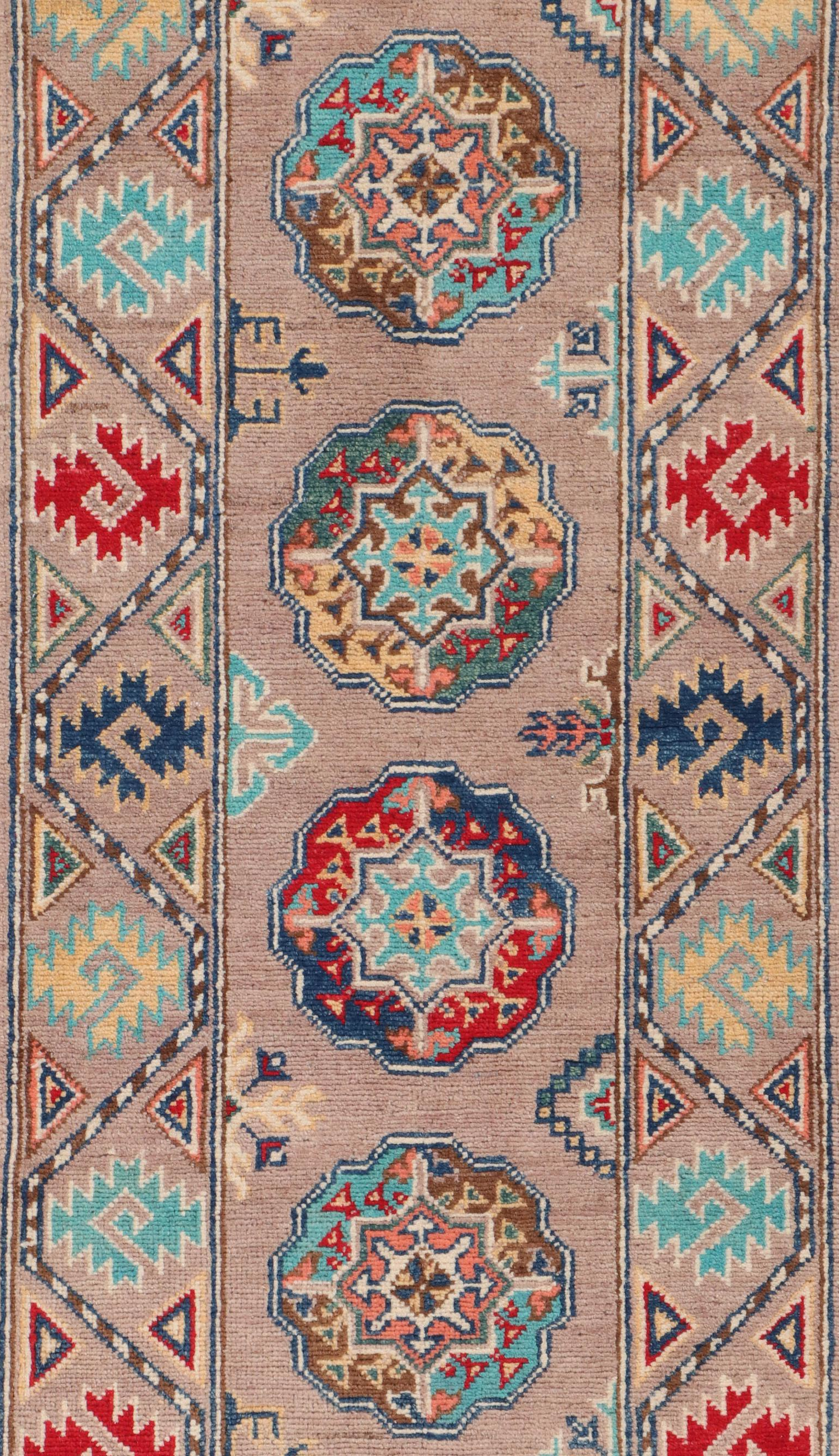 1'11 x 5'11 Hand-Knotted Afghan Kazak Carpet Runner