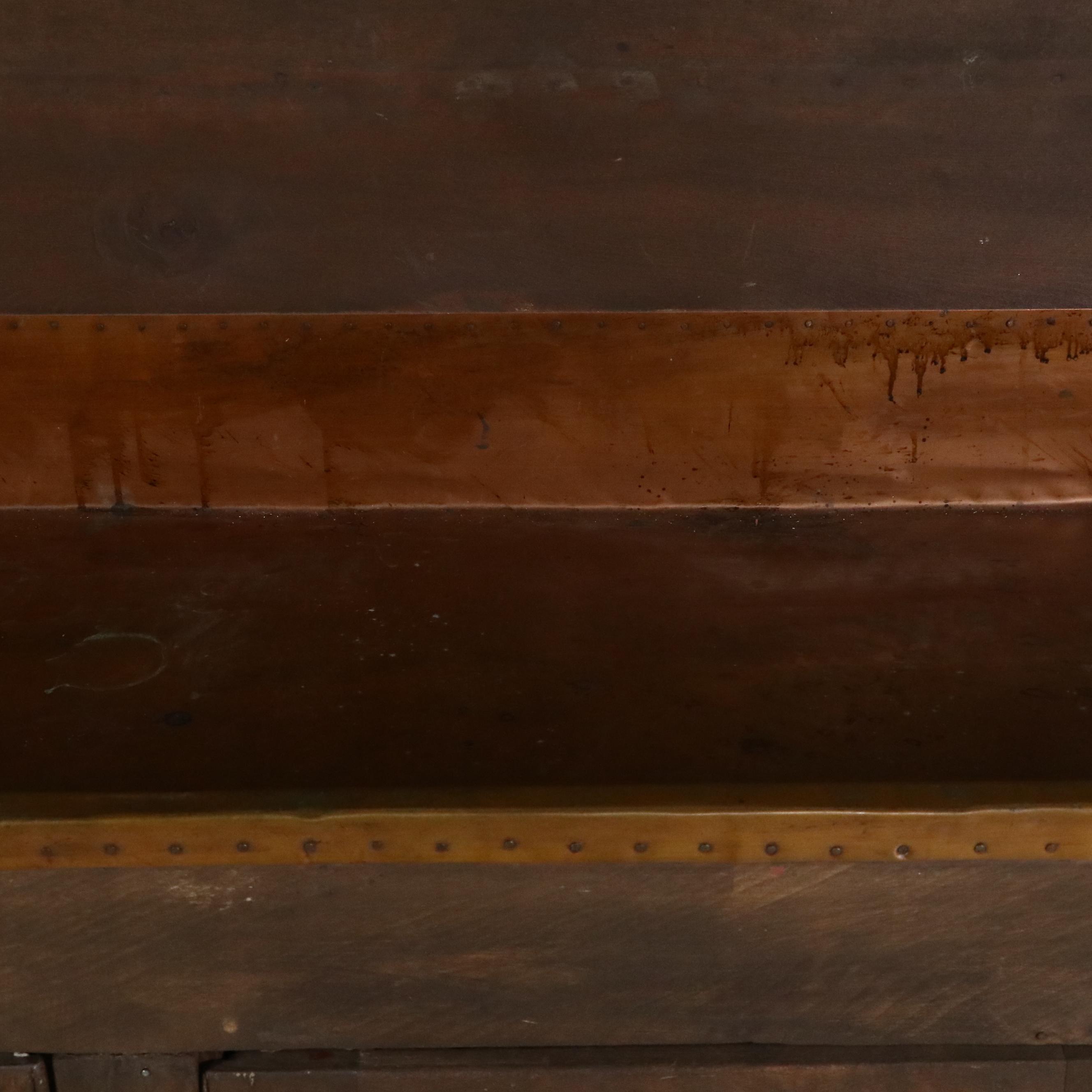 American Primitive Pine Dry Sink with Copper Top, 19th Century