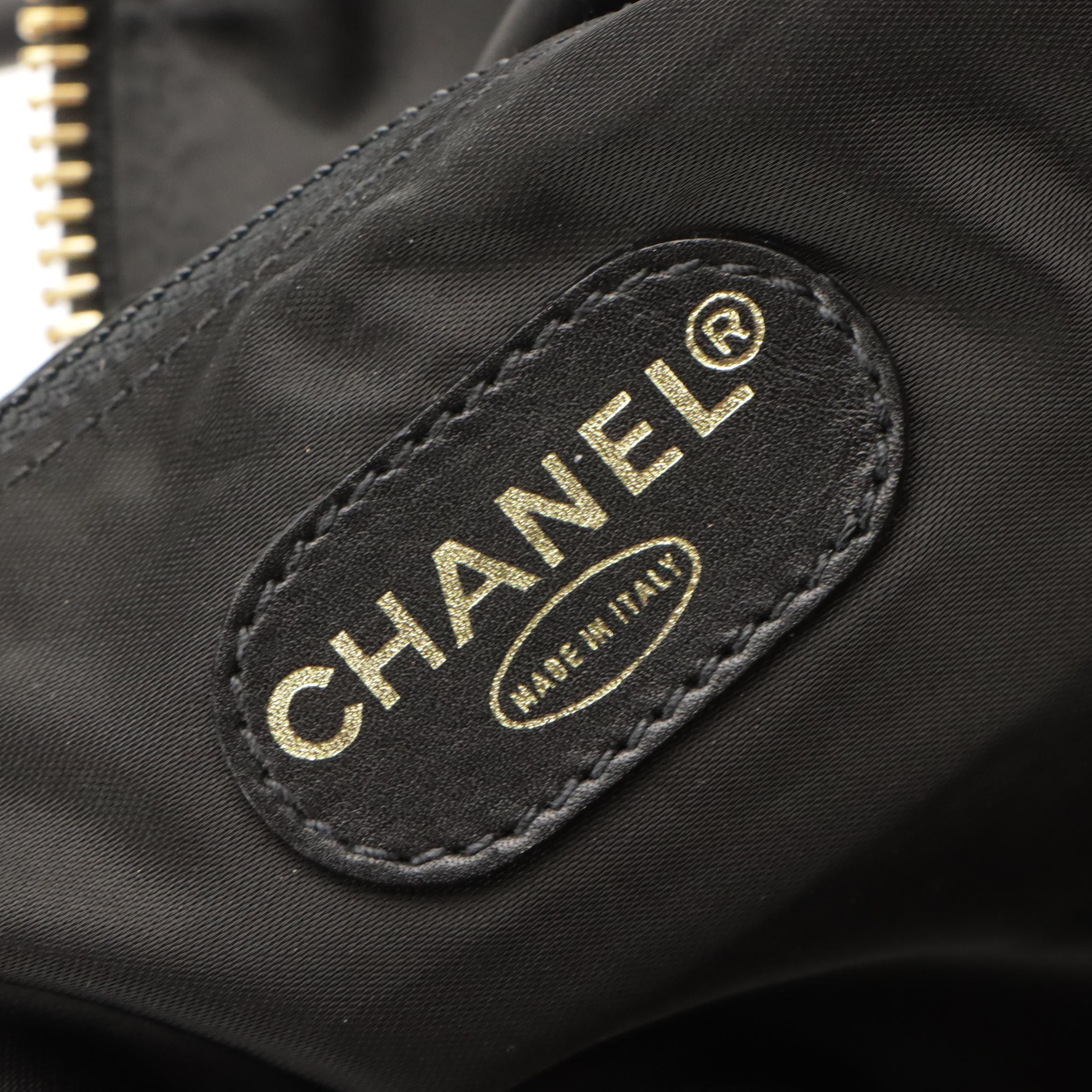 Chanel Two-Way Travel Duffle Bag in Black Diamond Stitched Lambskin Leather