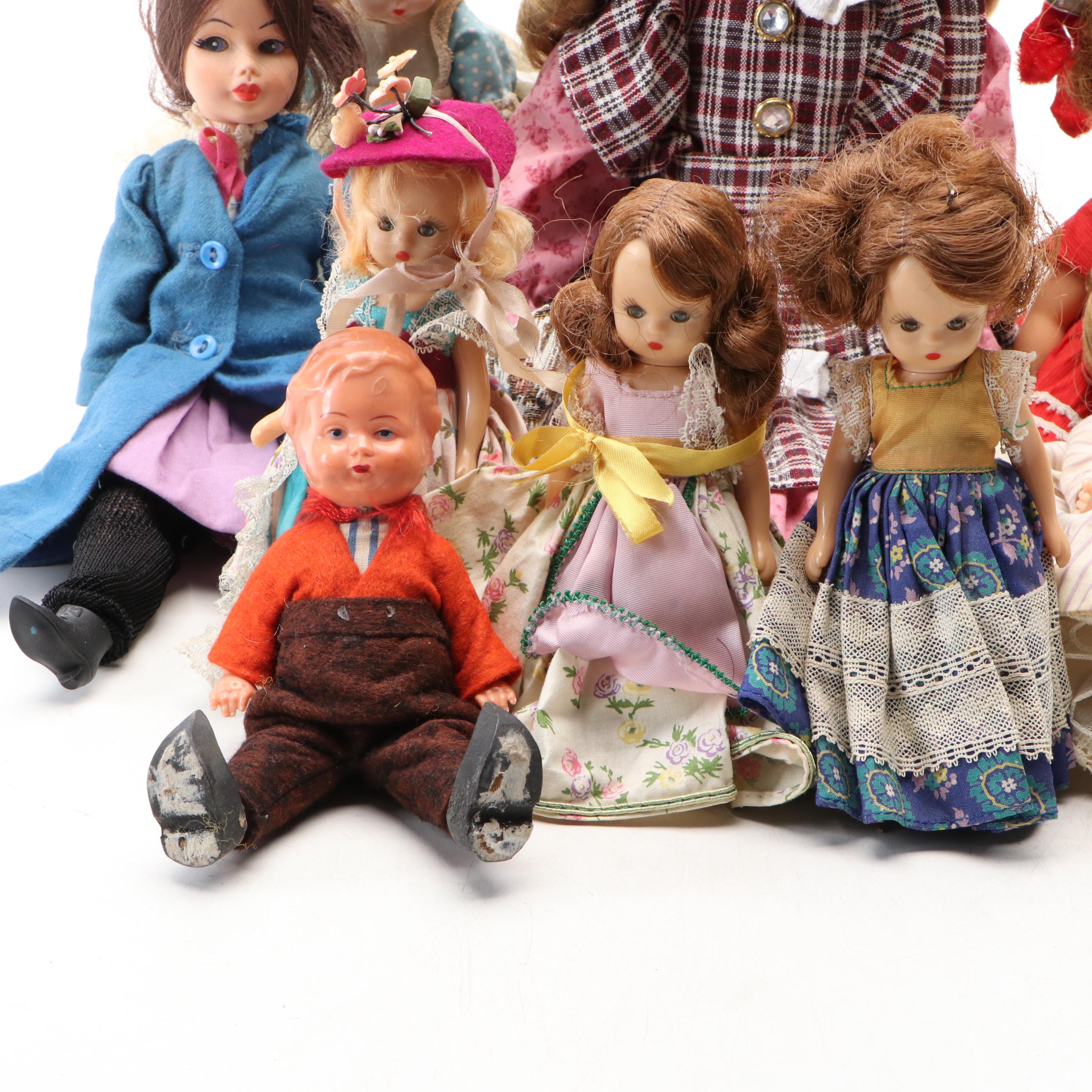 Madame Alexander "Amy" and "Meg" Dolls with More Porcelain and Plastic Dolls