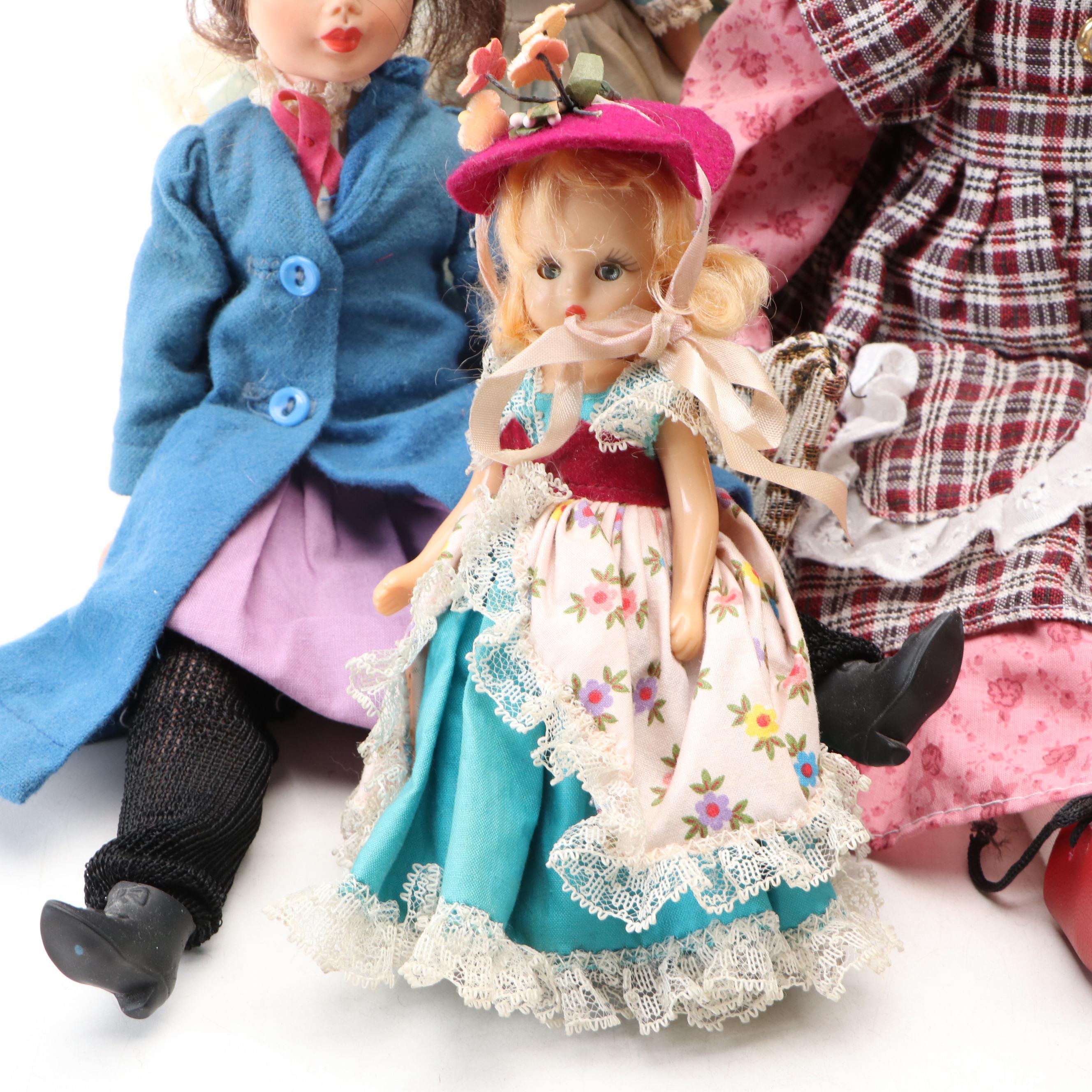 Madame Alexander "Amy" and "Meg" Dolls with More Porcelain and Plastic Dolls