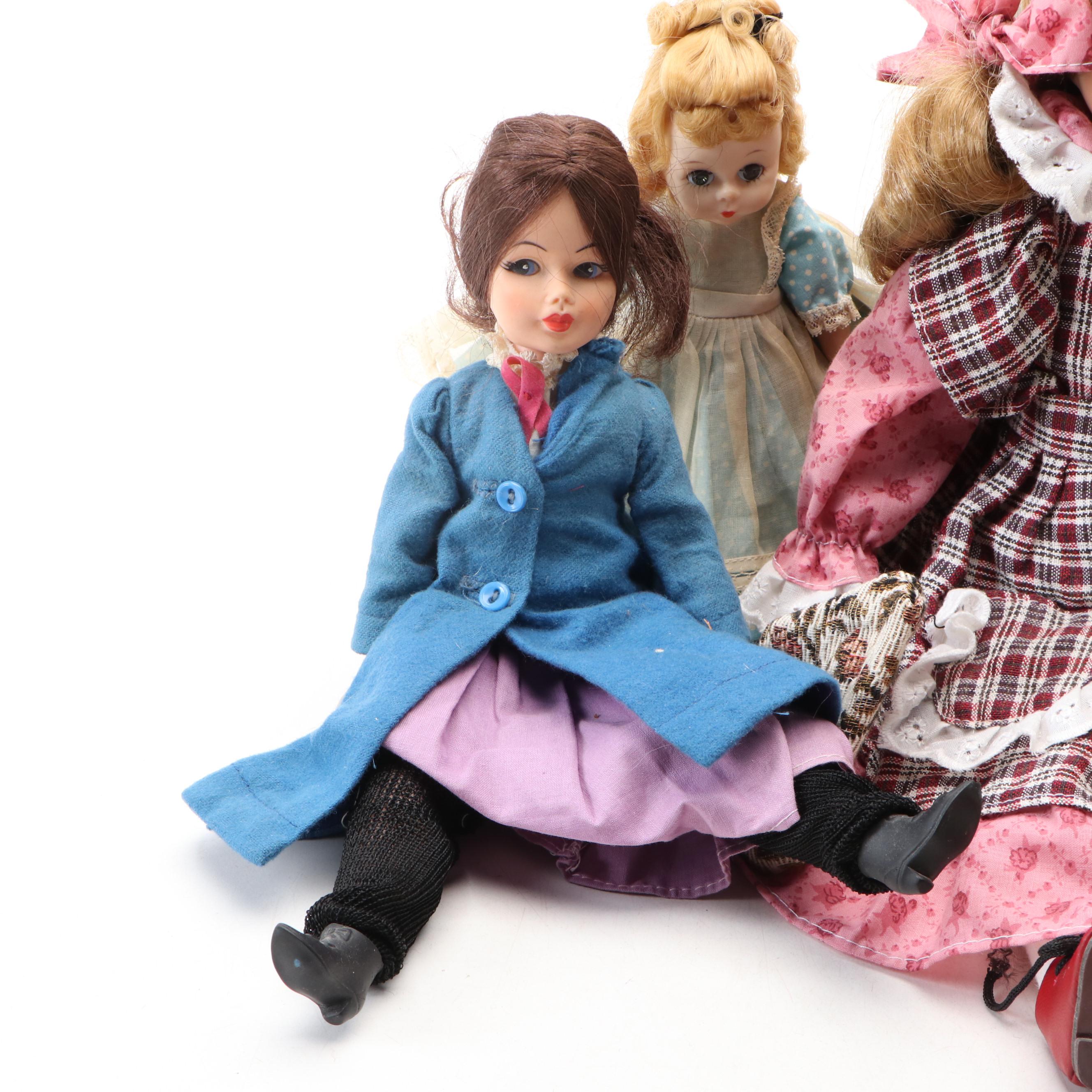 Madame Alexander "Amy" and "Meg" Dolls with More Porcelain and Plastic Dolls