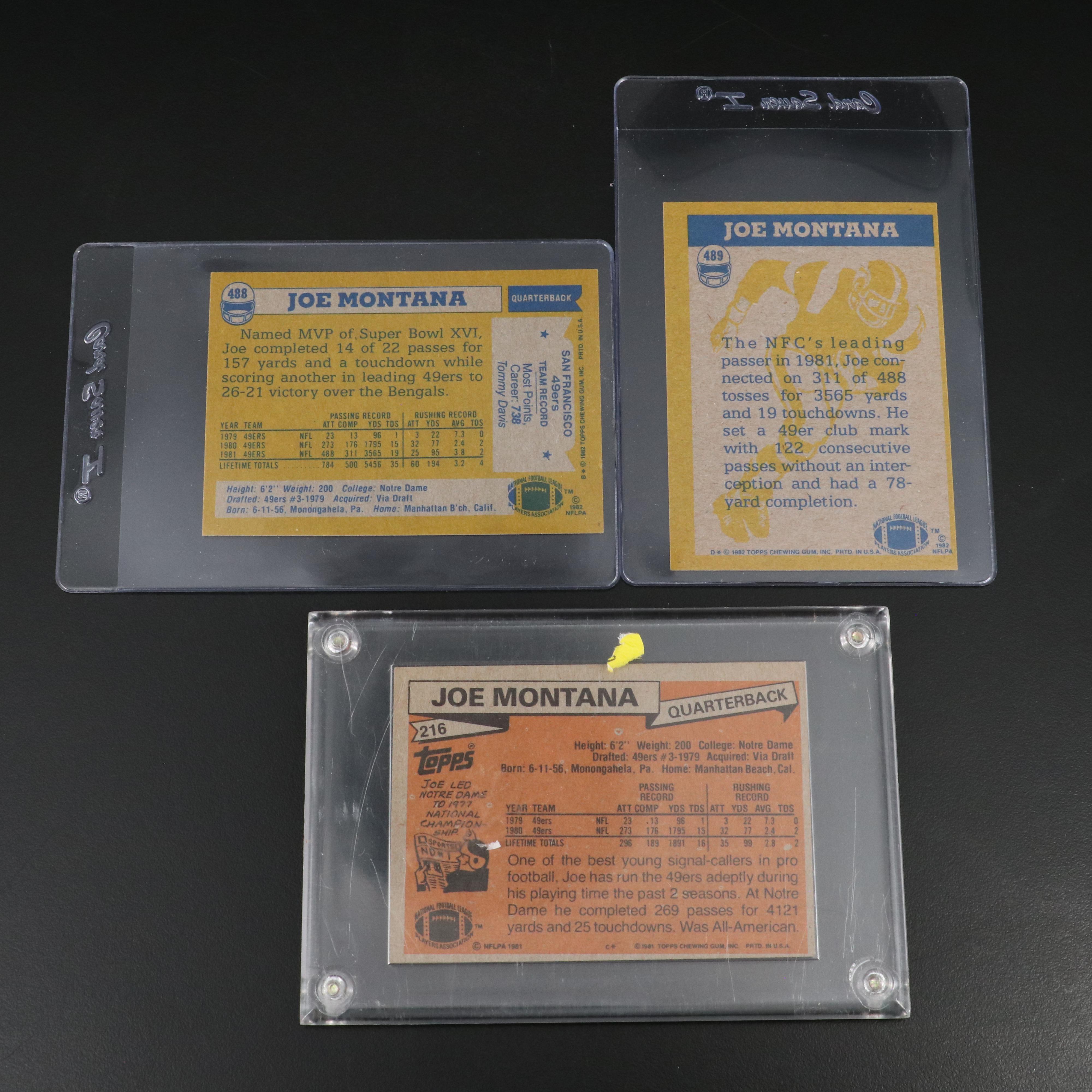 1981 and 1982 Topps Football Card Sets Featuring Joe Montana Rookie and More