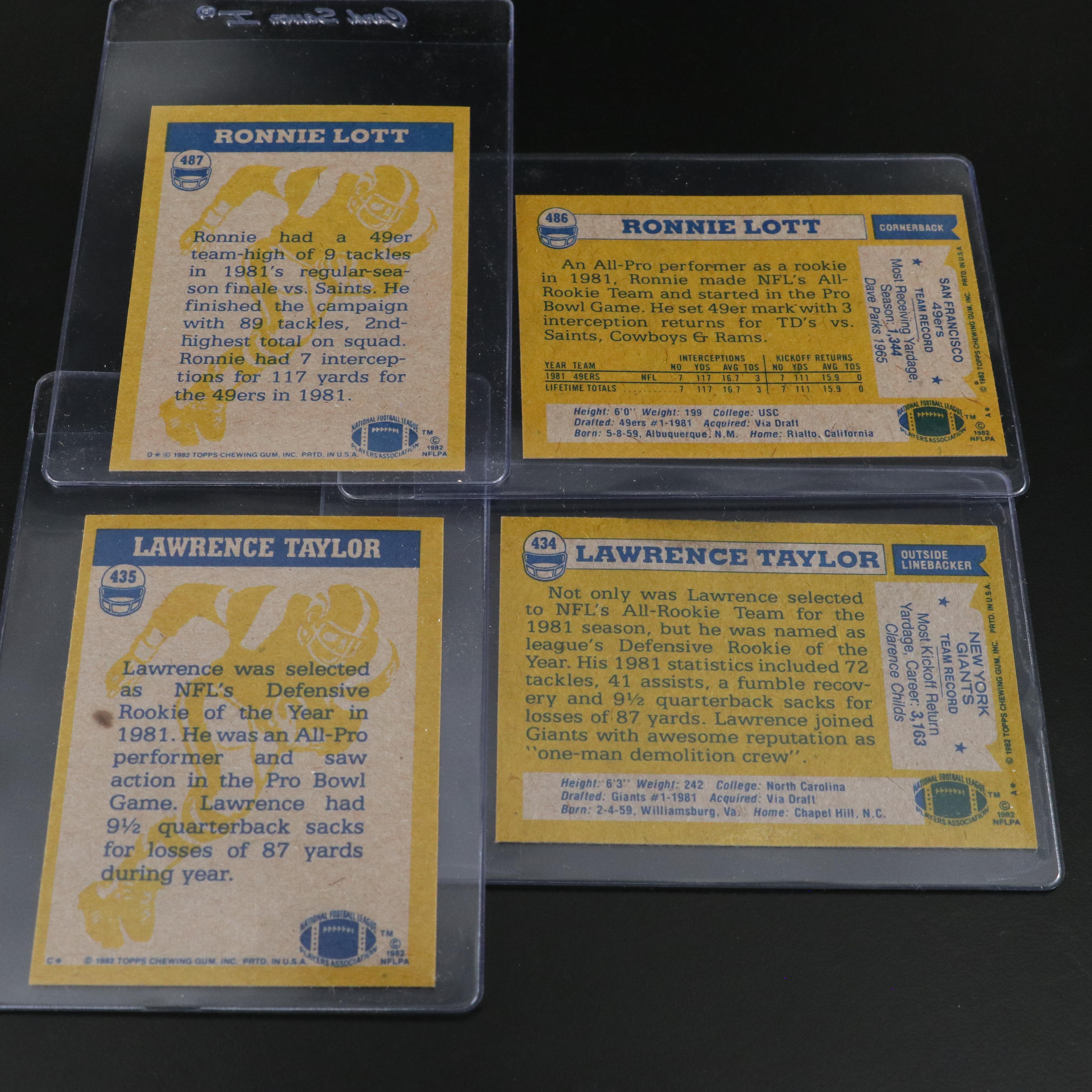 1981 and 1982 Topps Football Card Sets Featuring Joe Montana Rookie and More