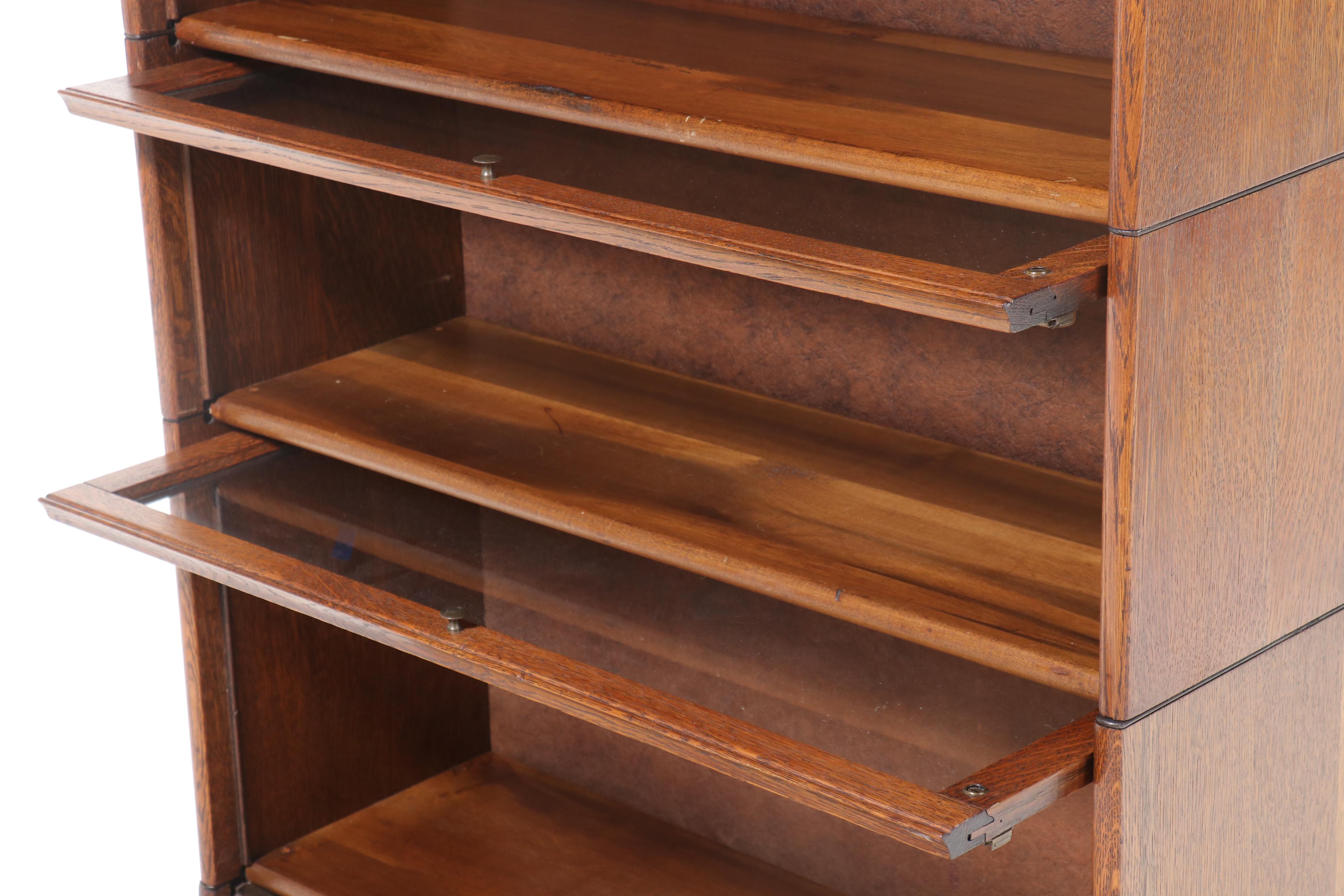 American Quartersawn Oak Four-Stack Barrister's Bookcase, Early 20th Century