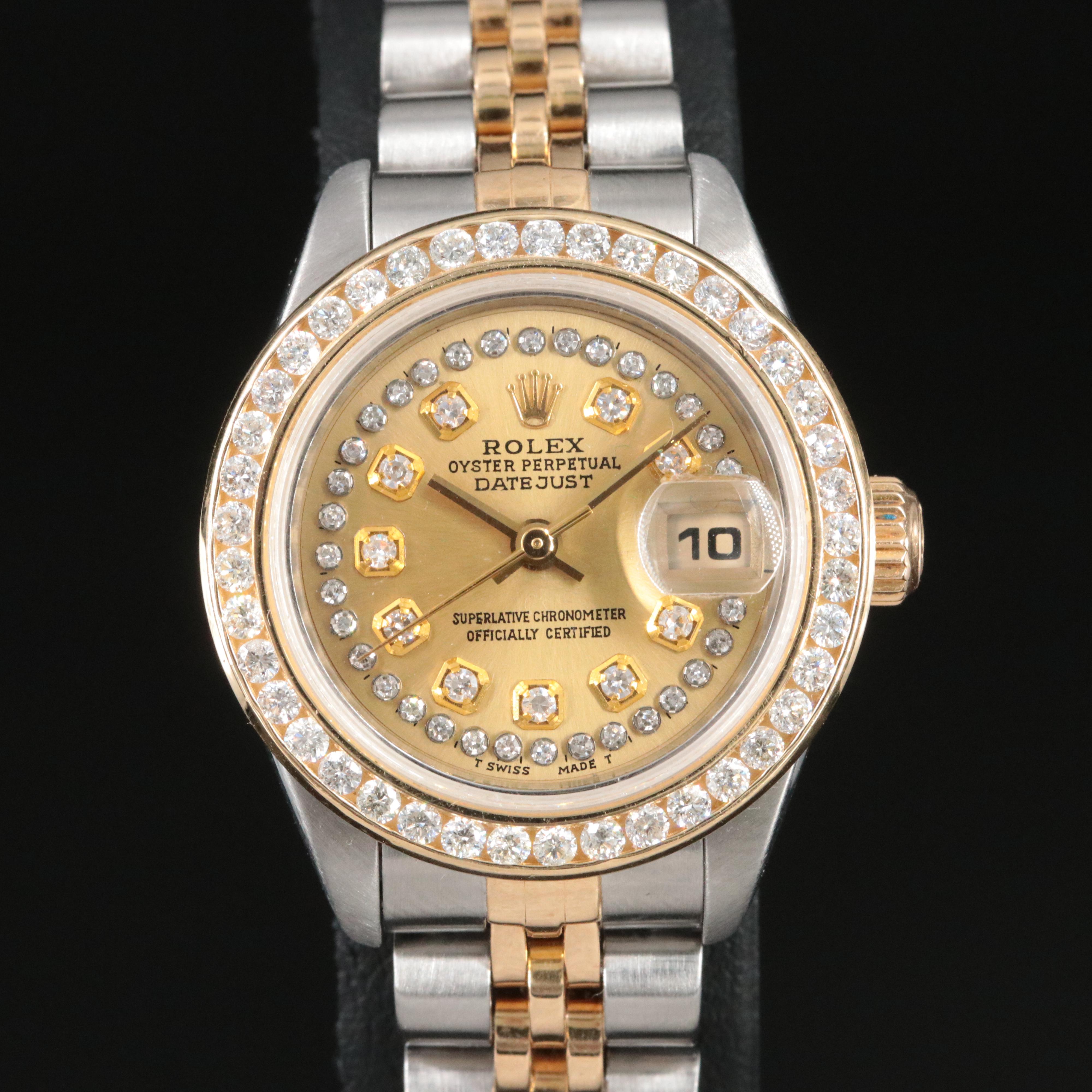 2000 Rolex Custom Diamond Dial and Bezel Lady-Datejust Watch