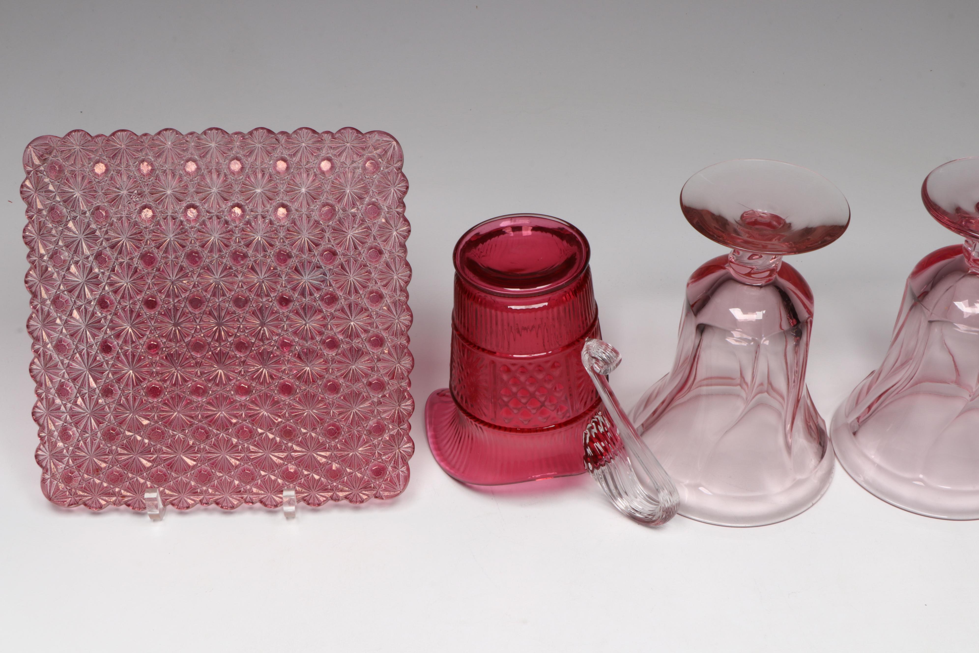 Fenton Cranberry Glass Shoe, Fostoria "Jamestown Pink" Glasses, and More Décor