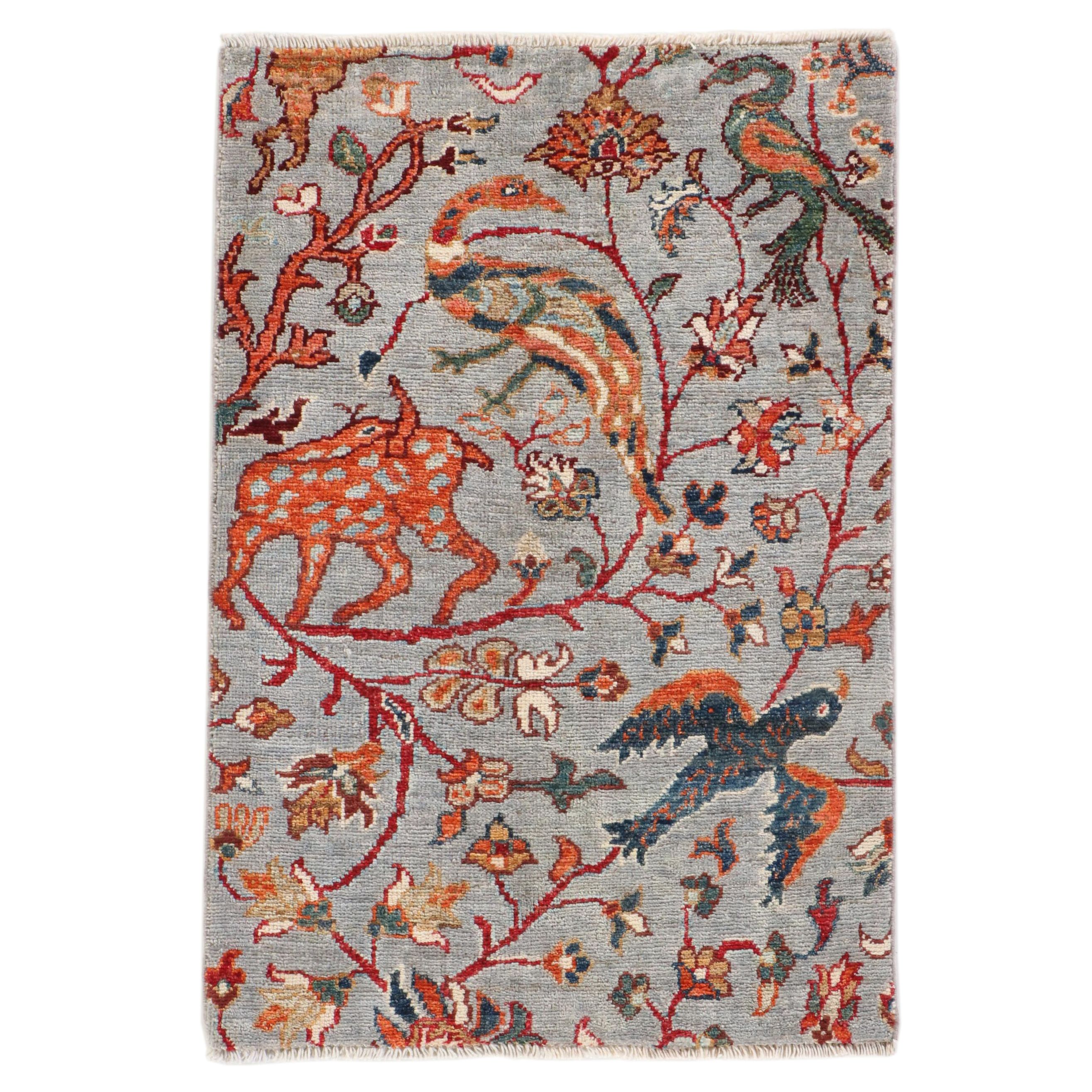 2' x 3' Hand-Knotted Afghan Animal Pictorial Accent Rug