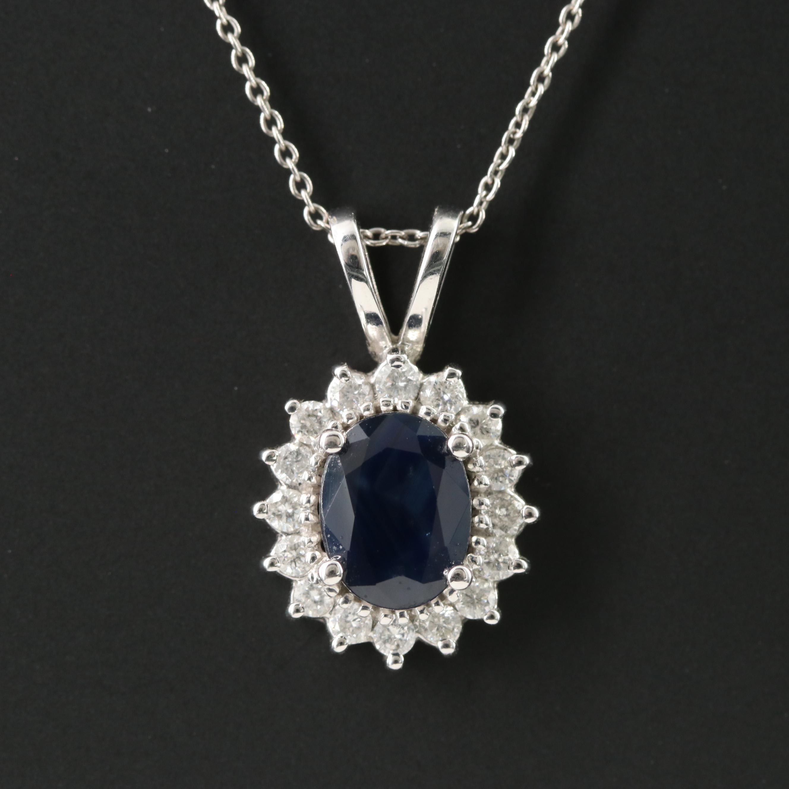 14K Sapphire and Diamond Pendant Necklace