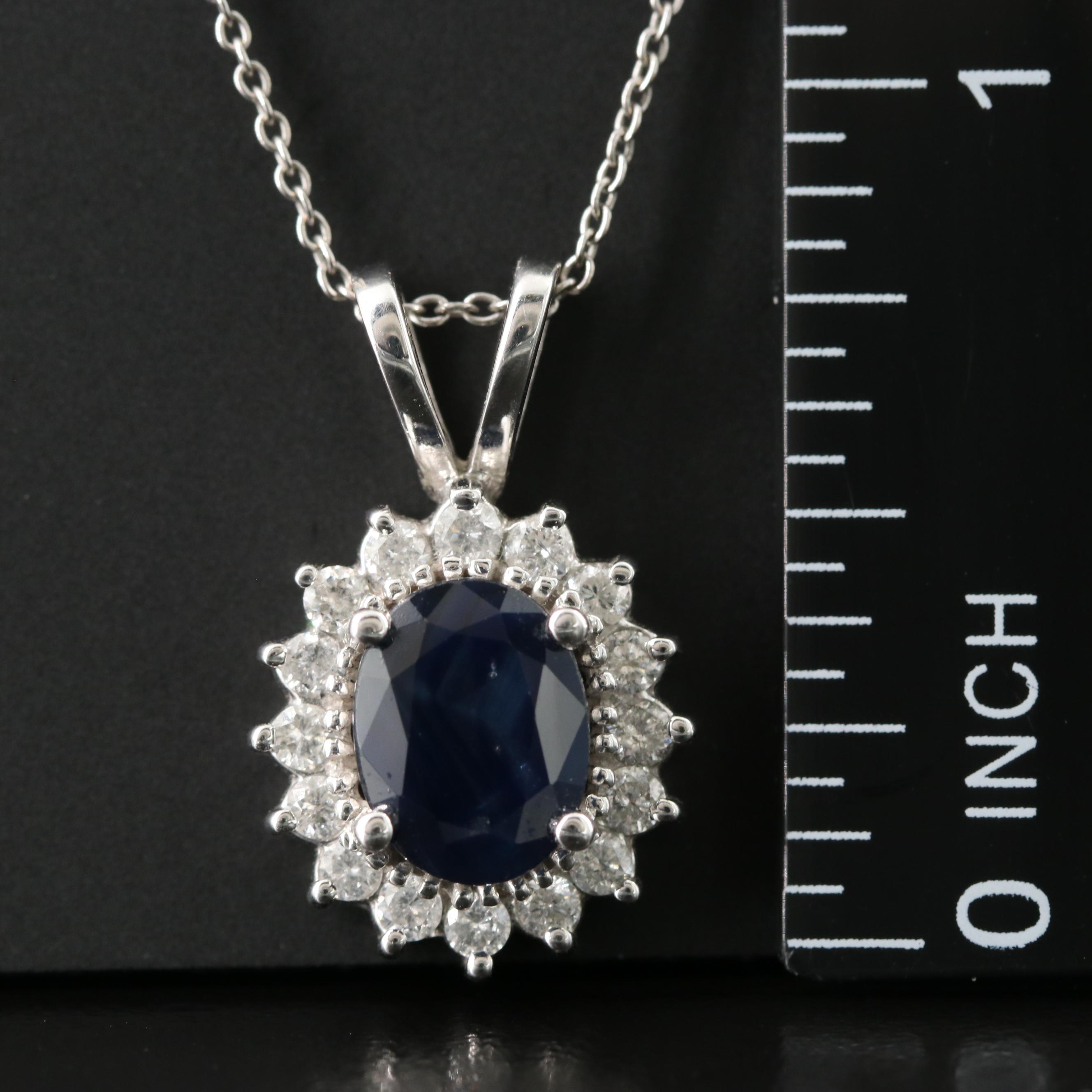 14K Sapphire and Diamond Pendant Necklace