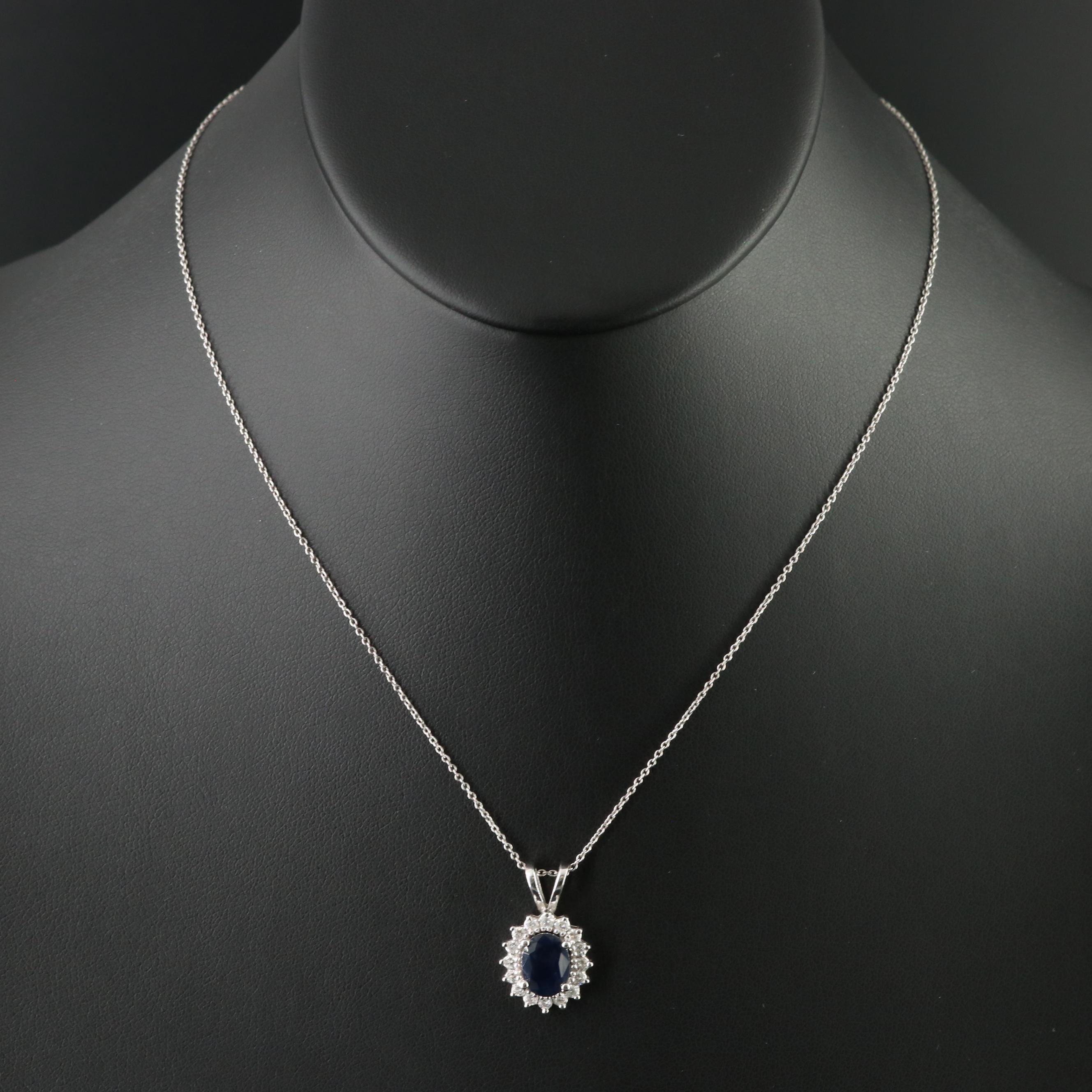14K Sapphire and Diamond Pendant Necklace