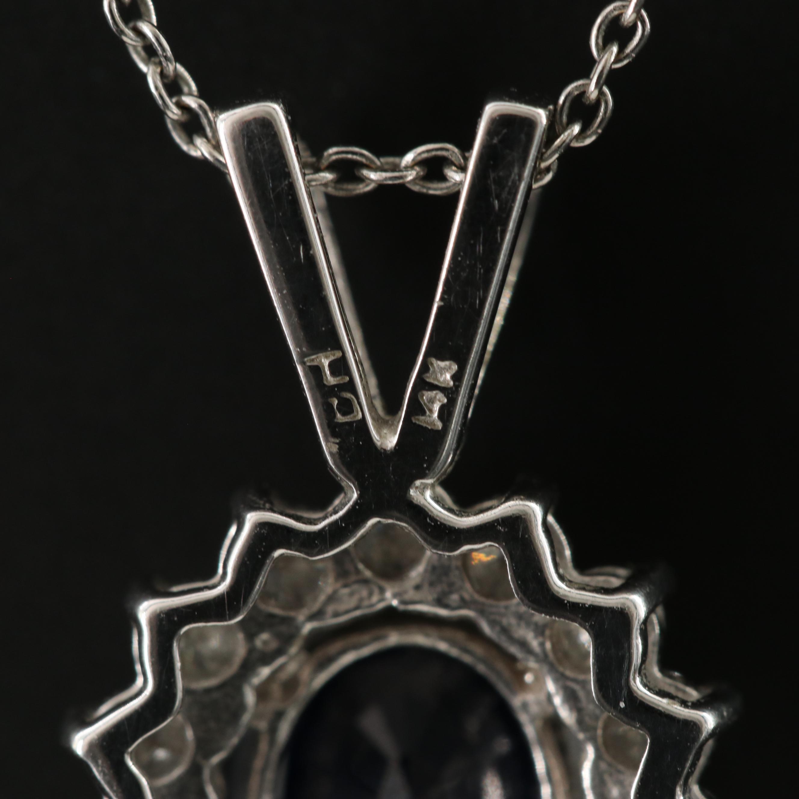 14K Sapphire and Diamond Pendant Necklace