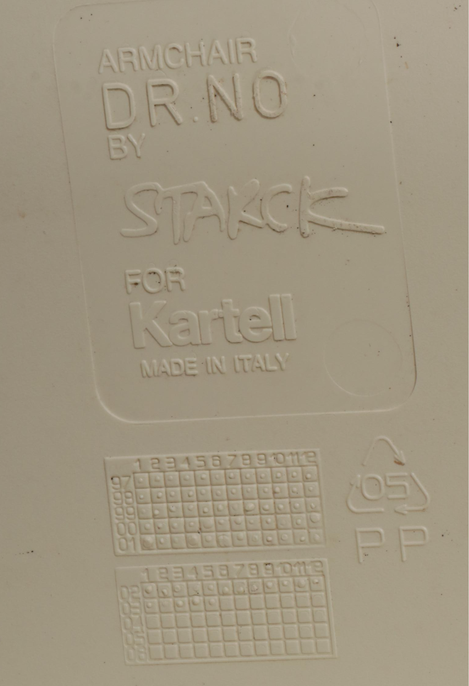 Four Philippe Starck for Kartell "Dr. No" Polypropylene and Aluminum Armchairs