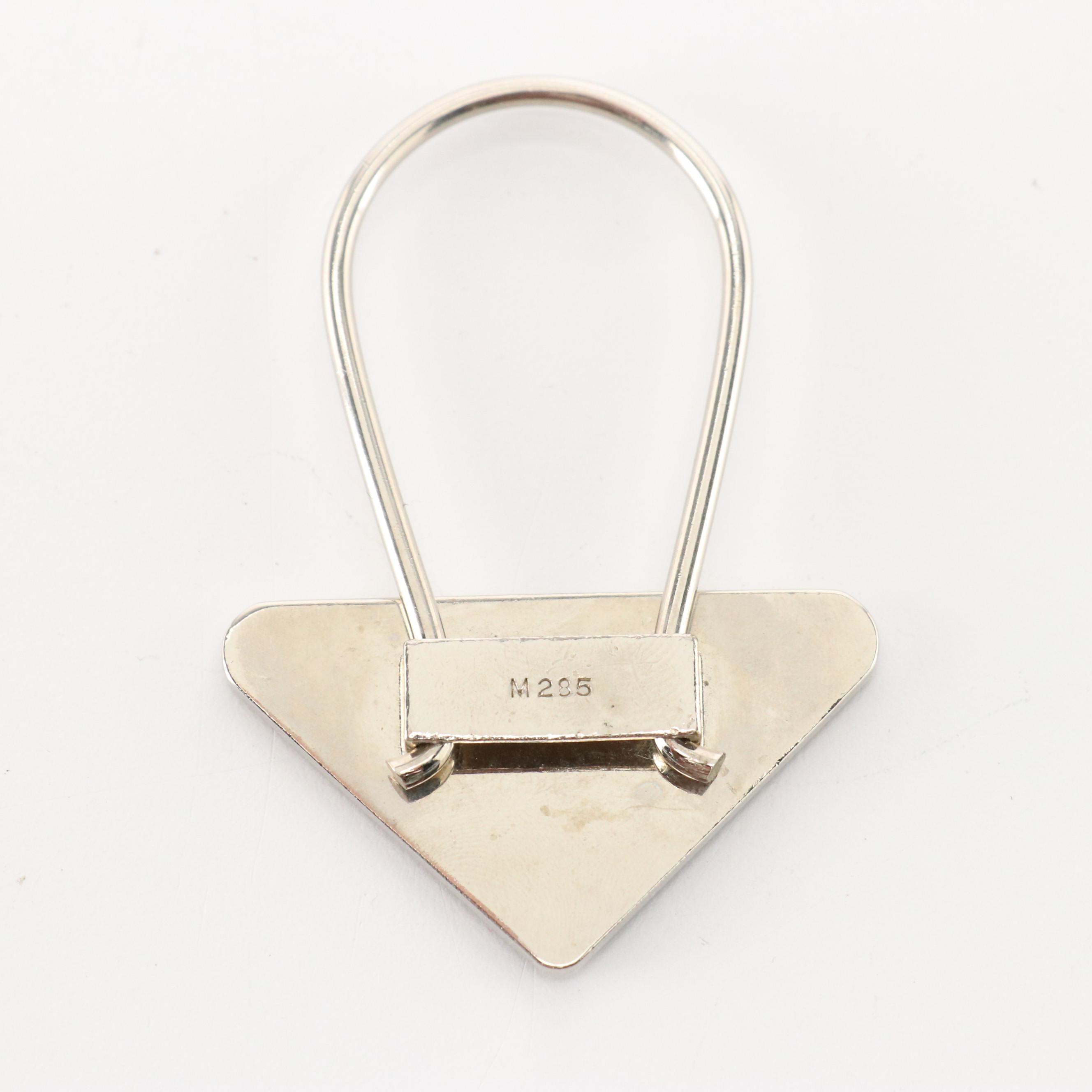 Prada Triangle Logo M285 Bag Charm in Black Enamel and Metal, with Box