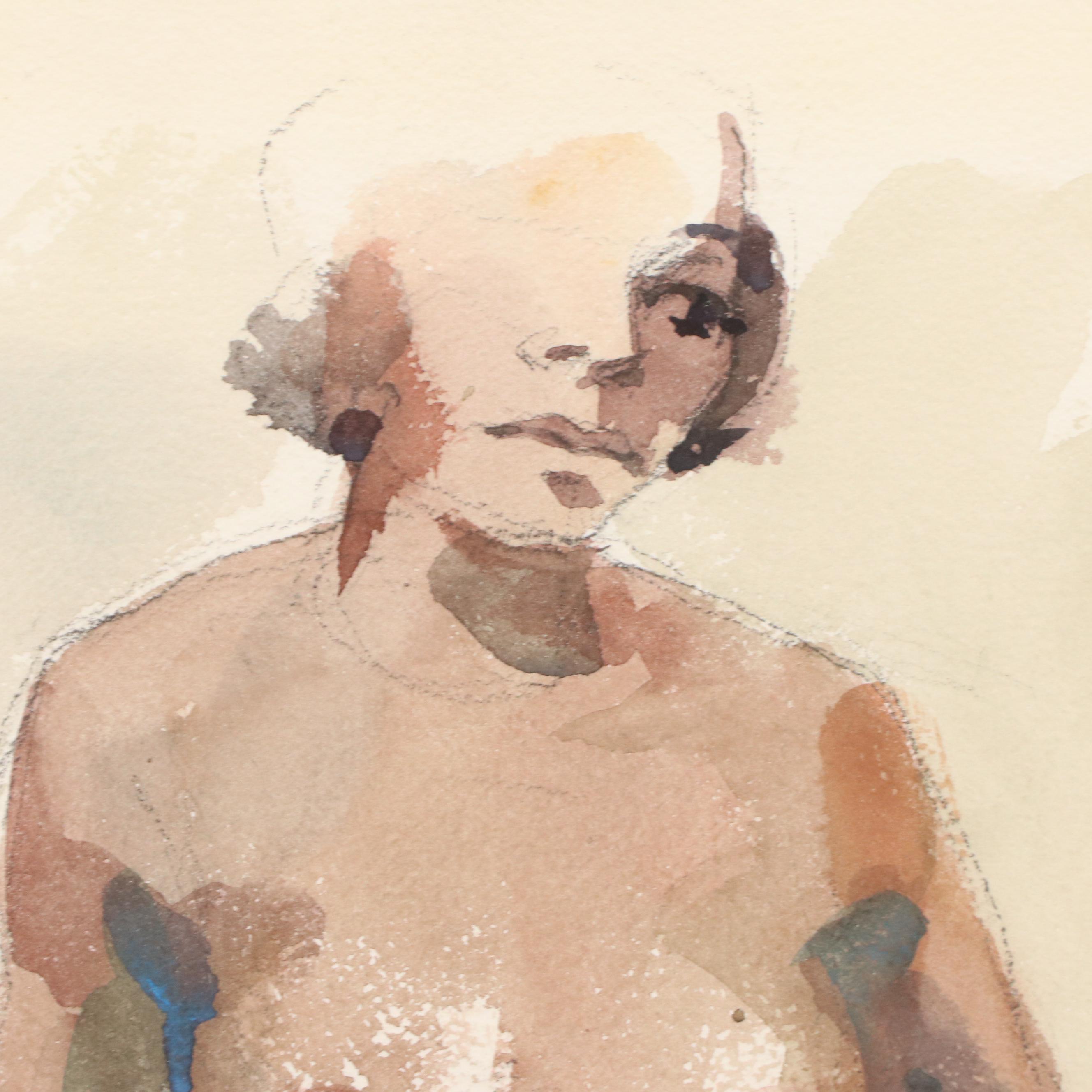 Jack Meanwell Nude Figure Study Watercolor Painting
