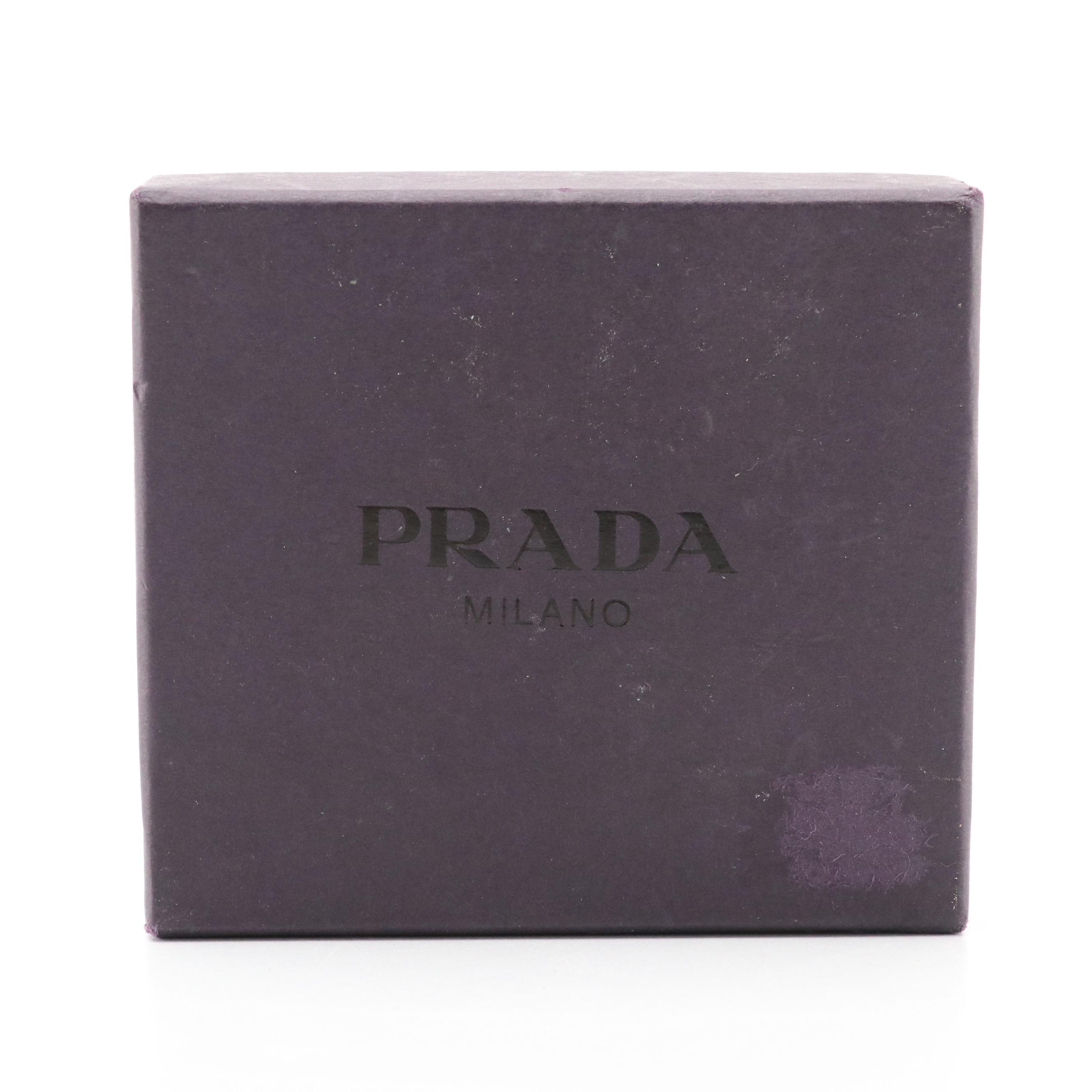 Prada Triangle Logo M285 Bag Charm in Black Enamel and Metal, with Box