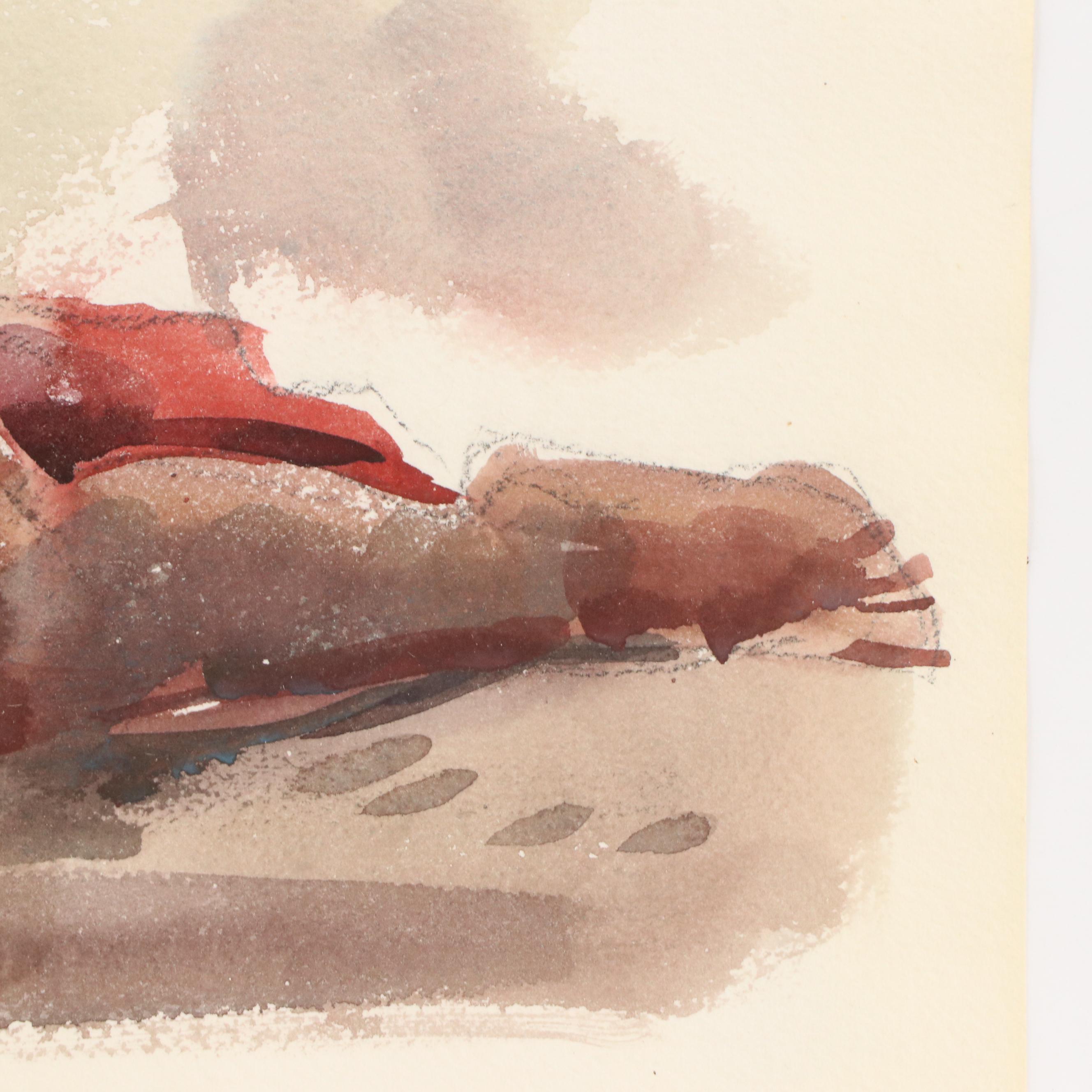 Jack Meanwell Nude Figure Study Watercolor Painting