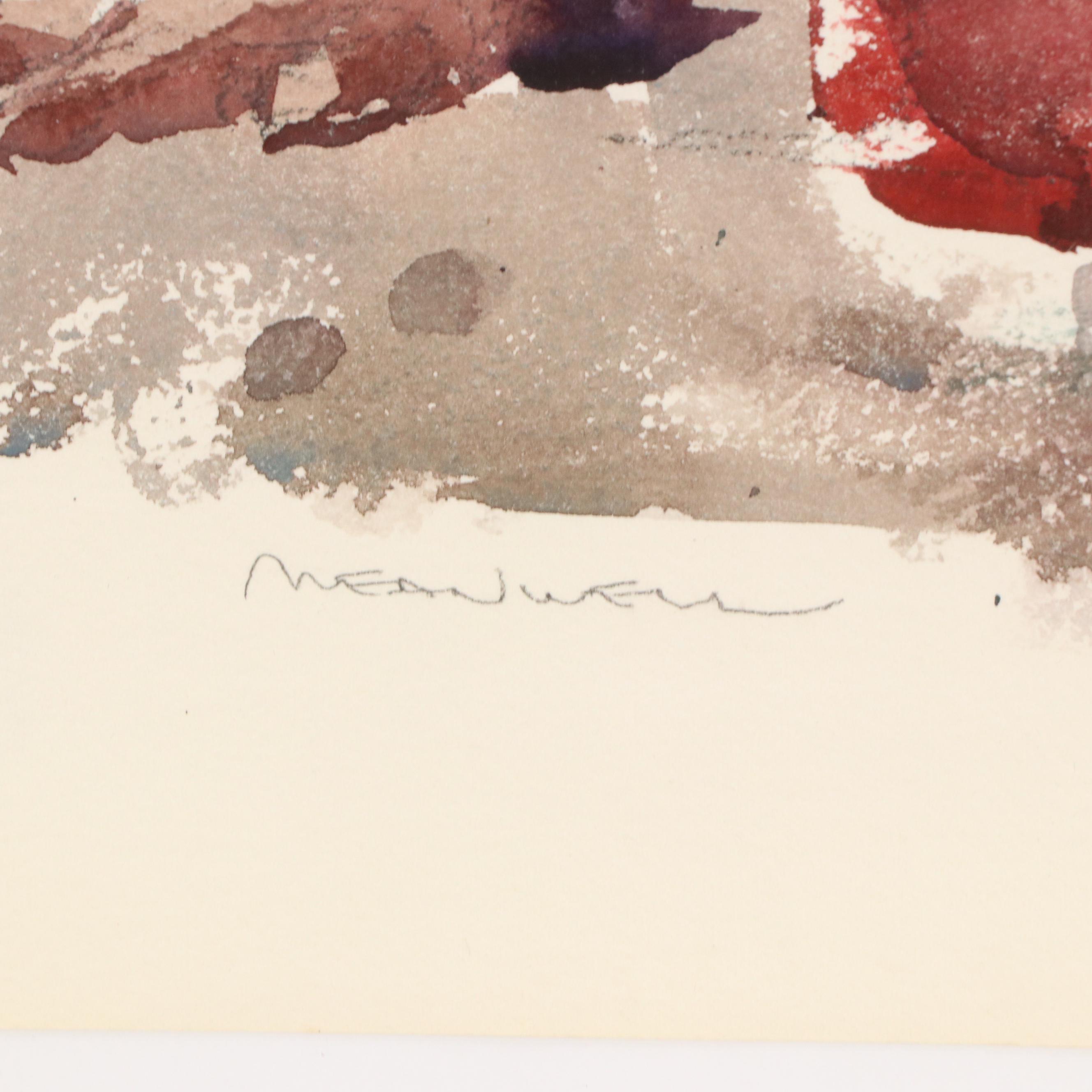 Jack Meanwell Nude Figure Study Watercolor Painting