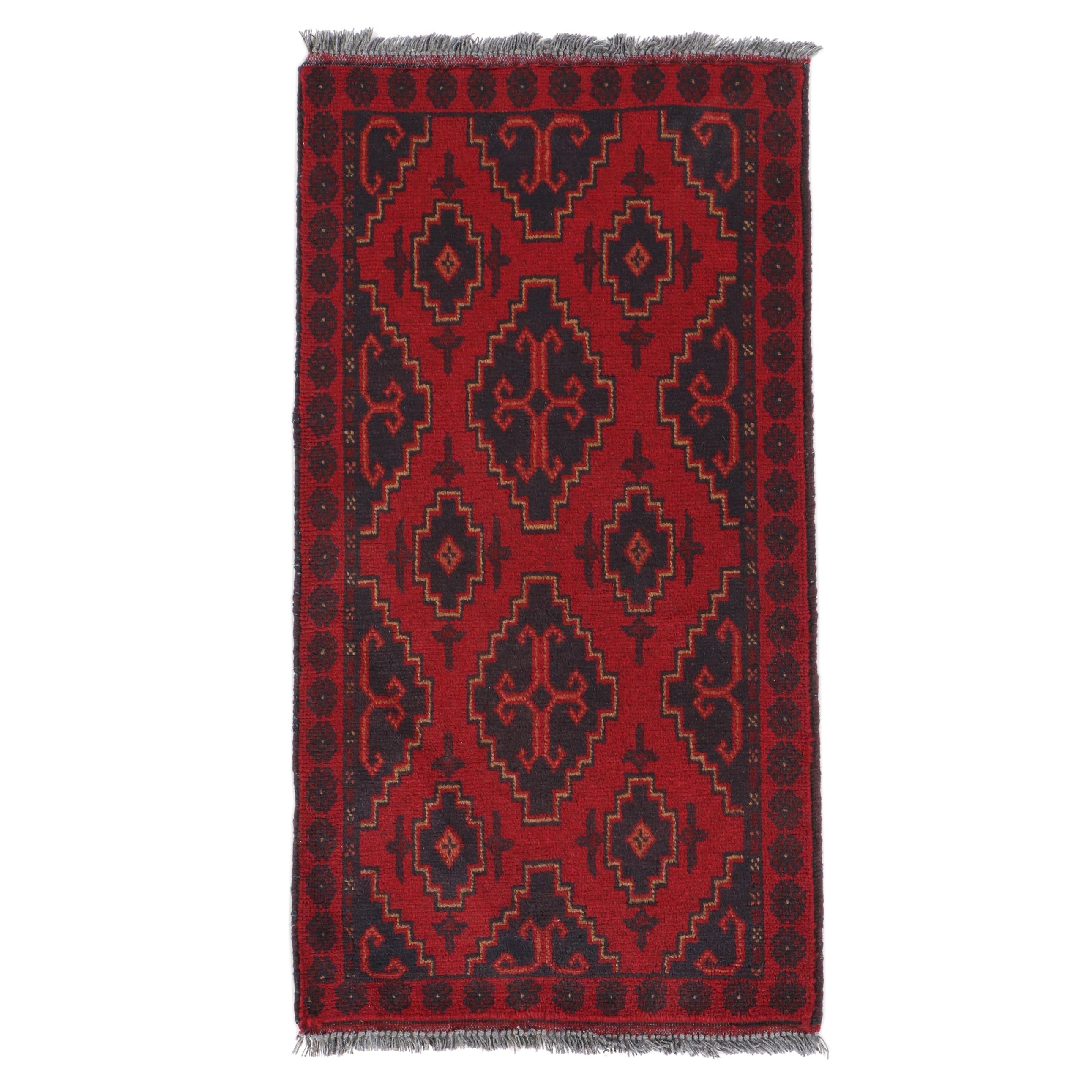 1'9 x 3'5 Hand-Knotted Afghan Baluch Accent Rug