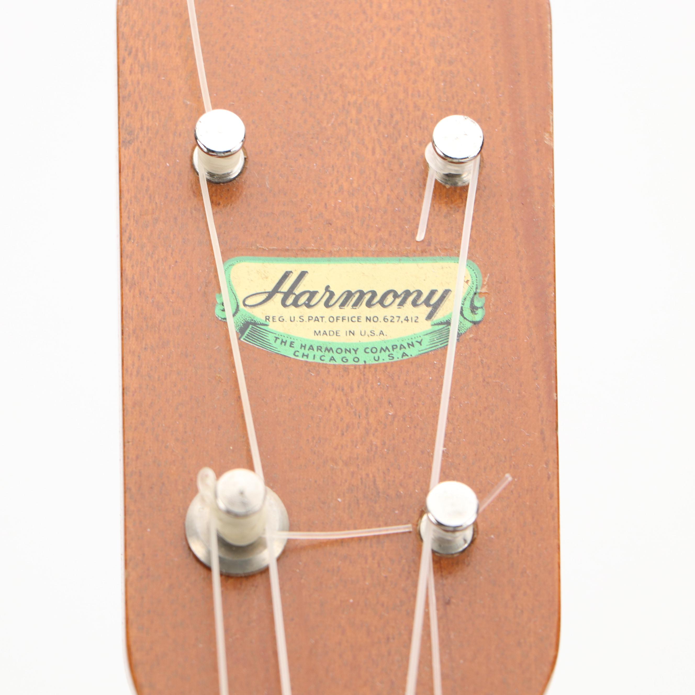 Harmony Mahogany Ukulele with Hardside Case and Sheet Music