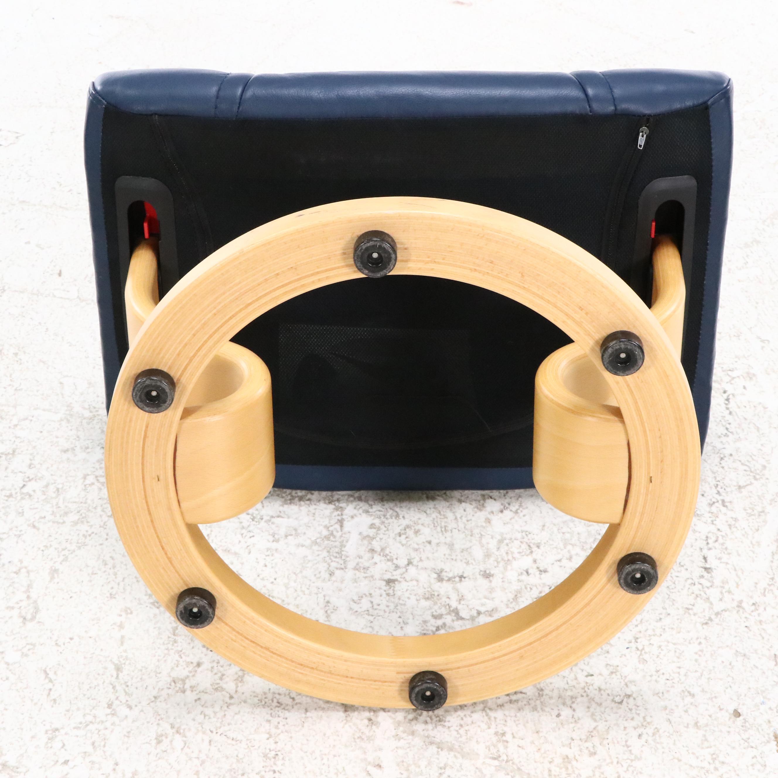 Danish Ekornes Stressless Chair and Console in Blue Leather and Birch, 21st C