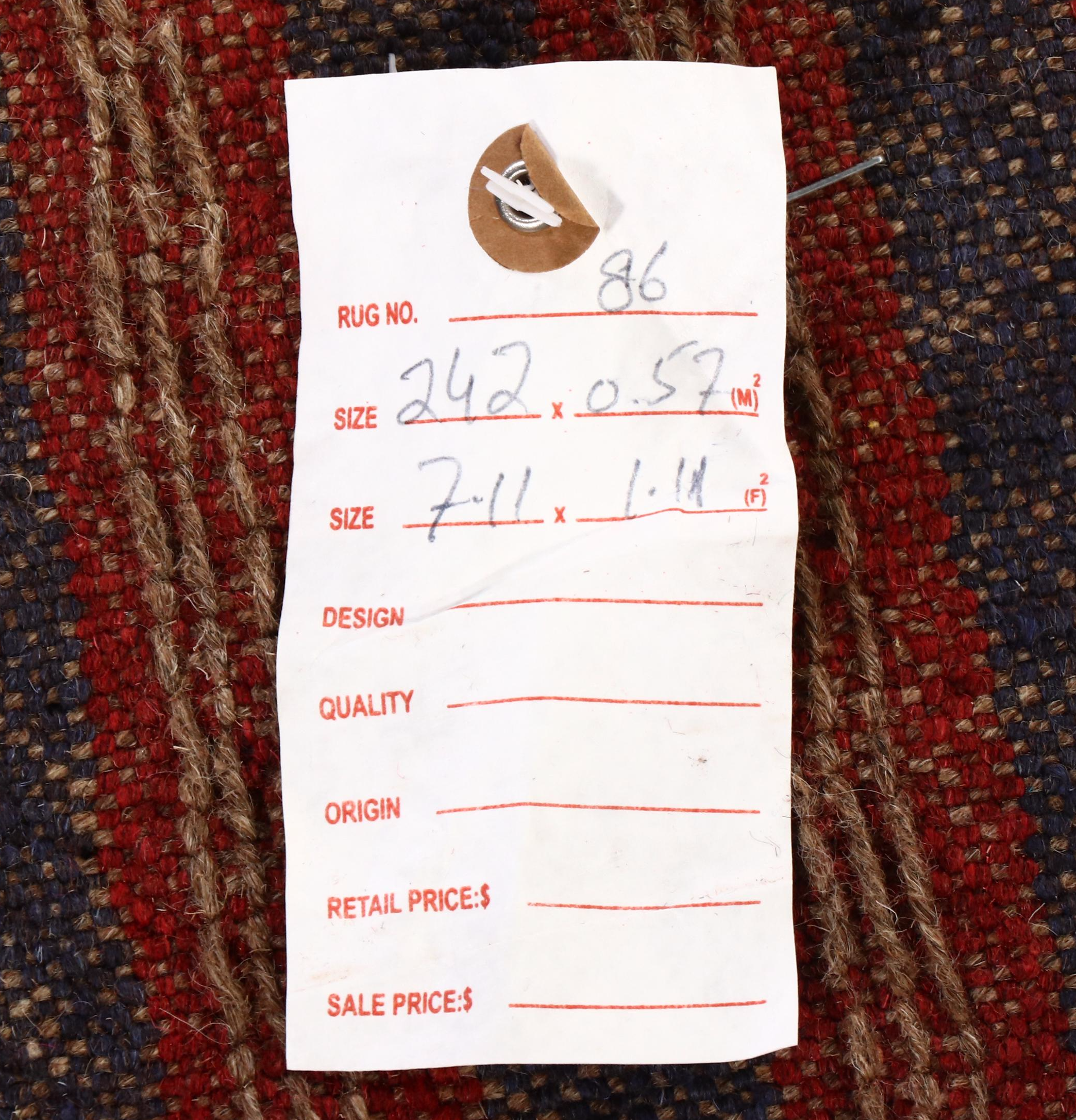 1'11 x 8'1 Handwoven Afghan Mashwani Carpet Runner